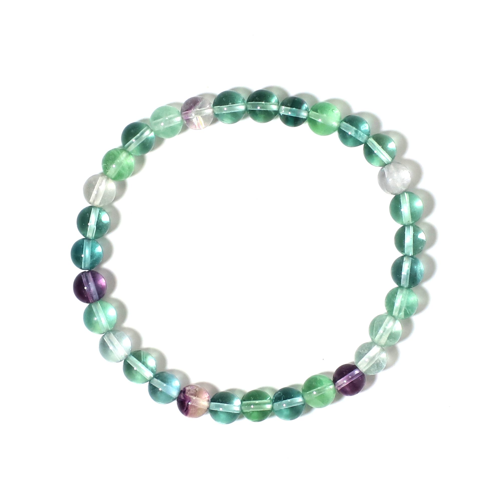 Cavill Armband Fluorit Perlenarmband 52,25 ct rund grün-lila, 18 cm, Echtschmuck (1-tlg)