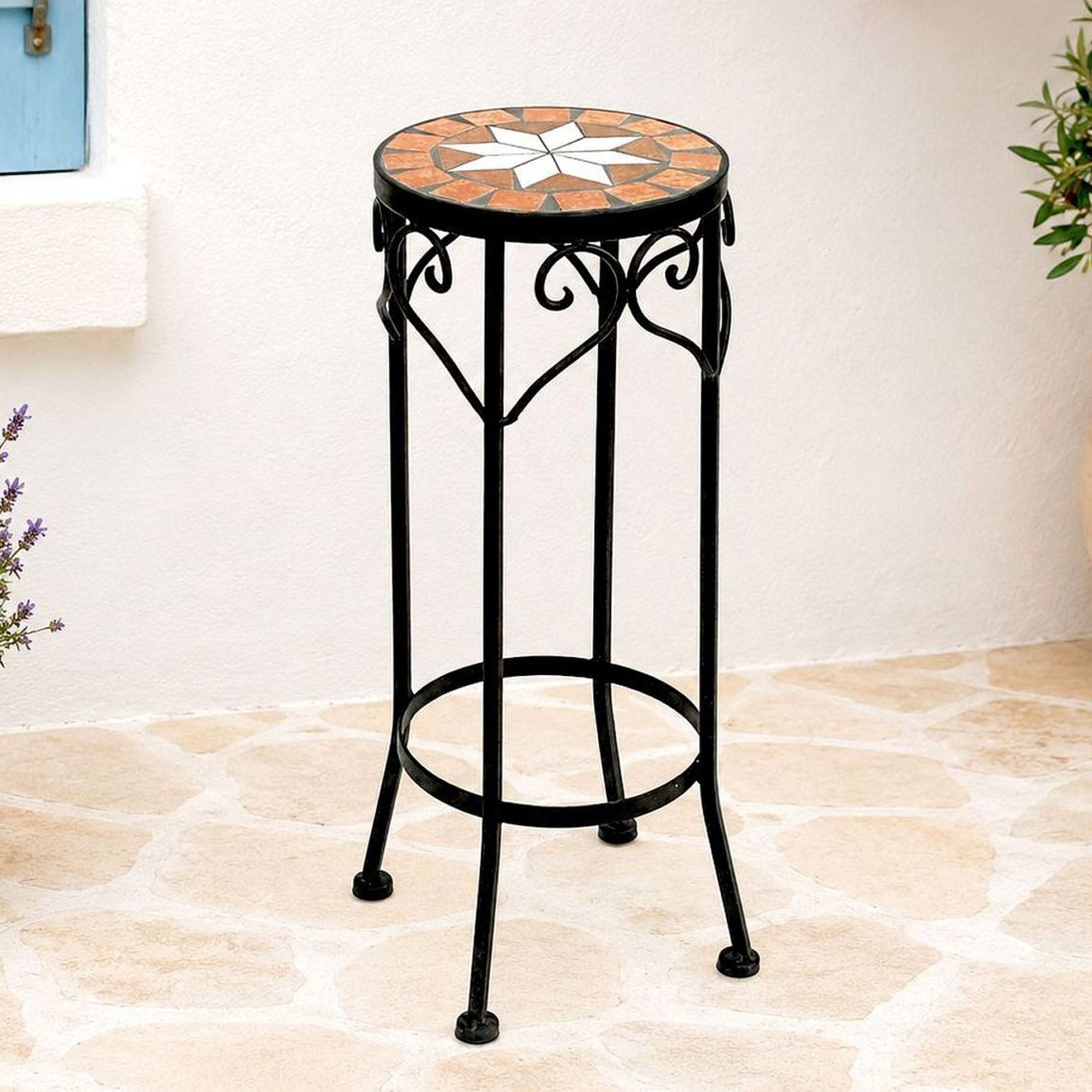 DanDiBo Blumenhocker Mosaik Rund Blumenständer 12011 Beistelltisch Pflanzenständer, Mosaiktisch
