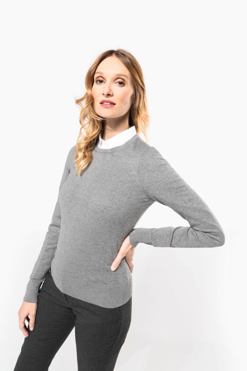 Kariban Sweatshirt Supima®-Damenpullover mit Rundhalsausschnitt