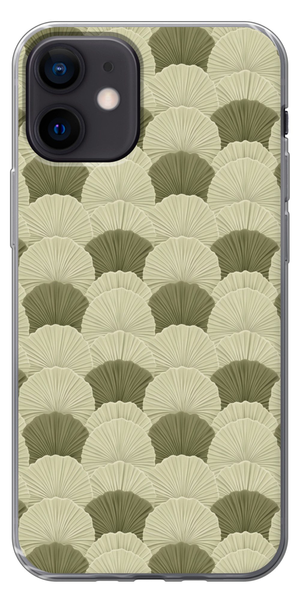 MuchoWow Handyhülle für Apple iPhone 12 Pro Blätter - Textur - Grün, Smartphone-Bumper, Print, Handy Schutzhülle Dünn