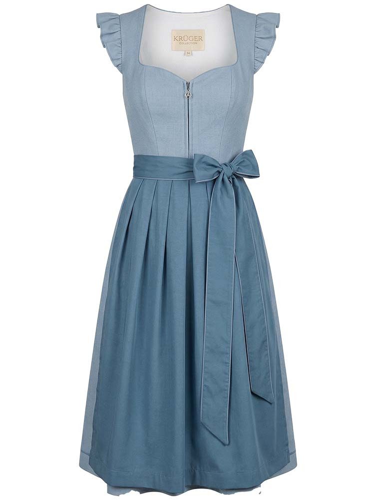 KRÜGER COLLECTION Dirndl Dirndl Isalyn Flügelarm 70cm Länge hellblau