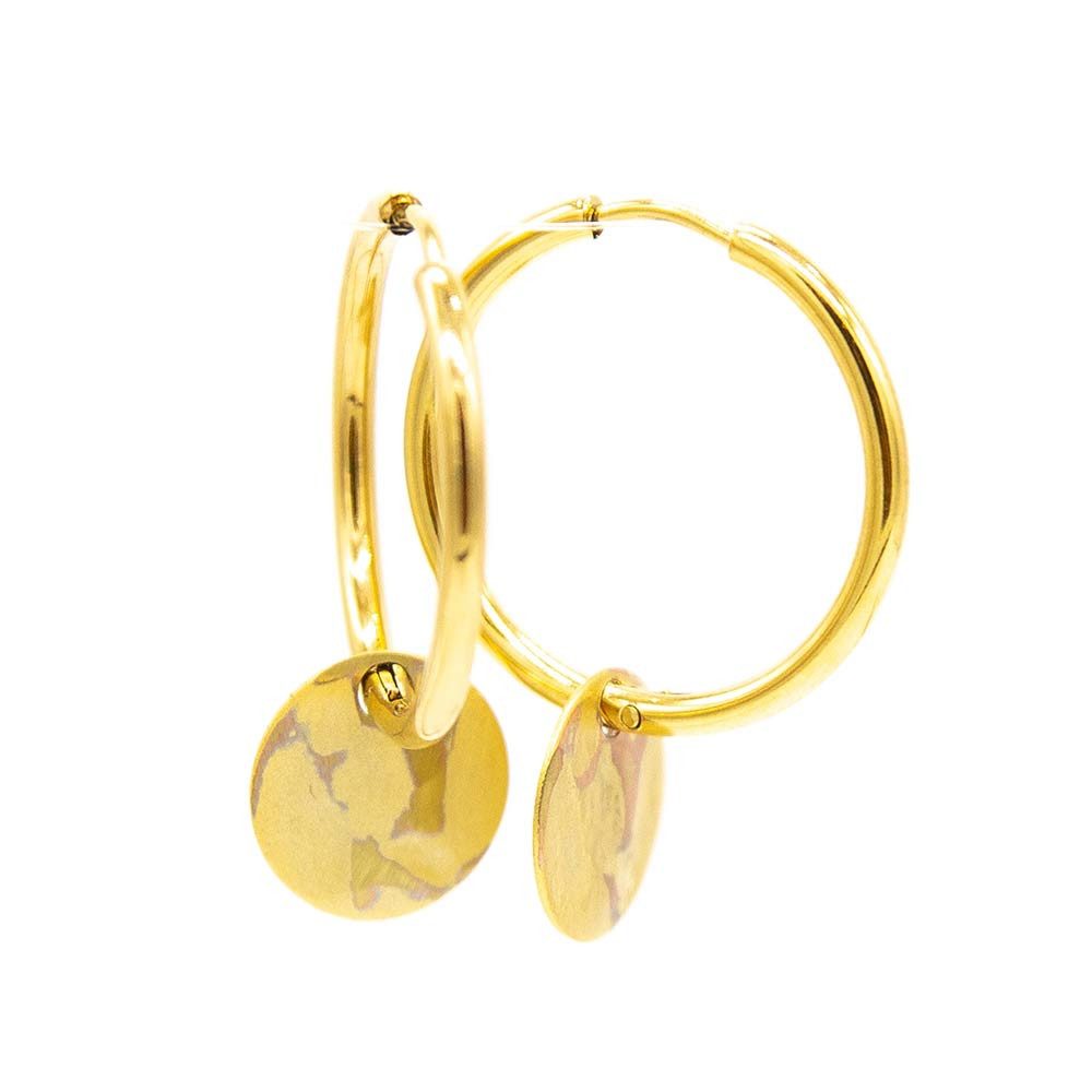 Ohrring-Set Pura Recycled Ohrring 02 Edelstahlcreole mit Anhängeplättchen