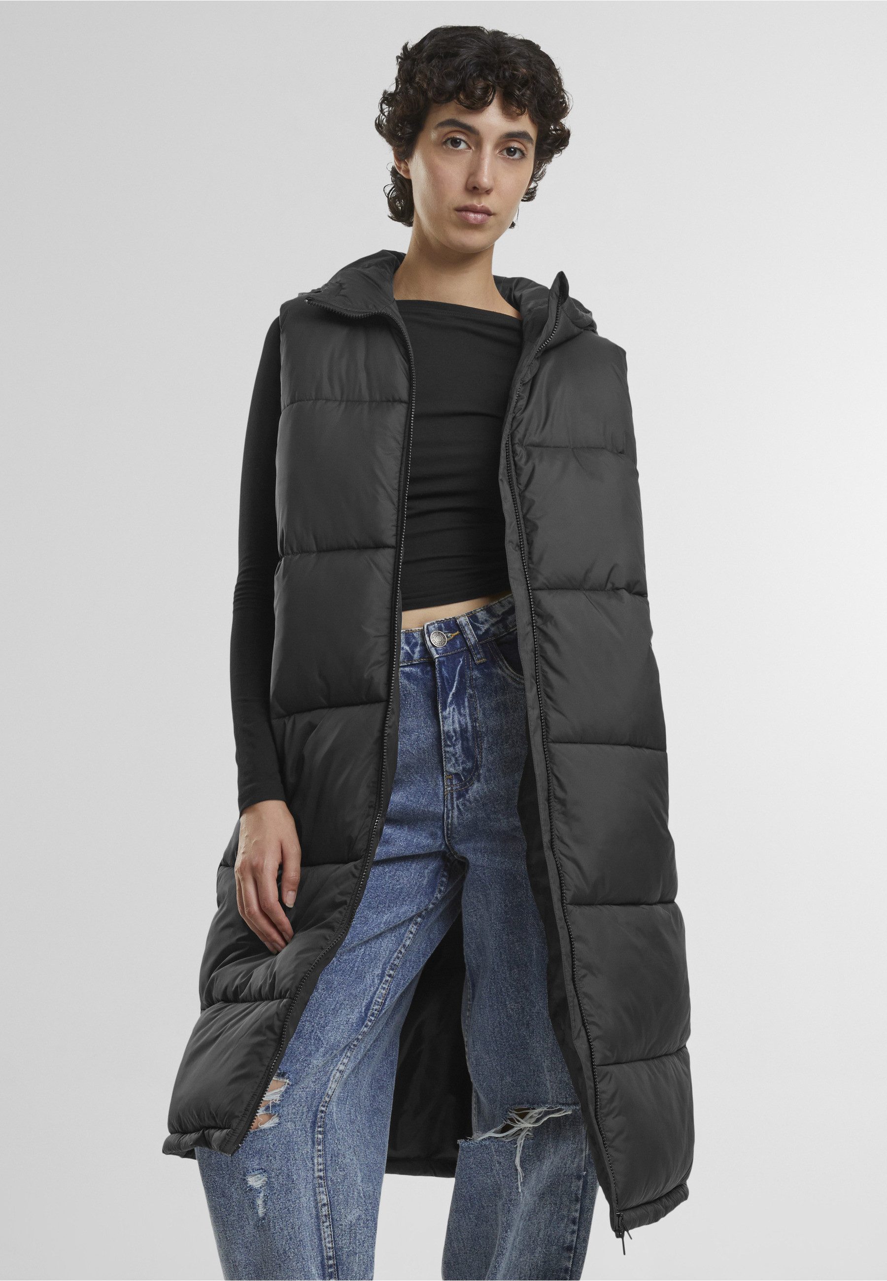 URBAN CLASSICS Steppweste Urban Classics Ladies Long Hooded Puffer Vest