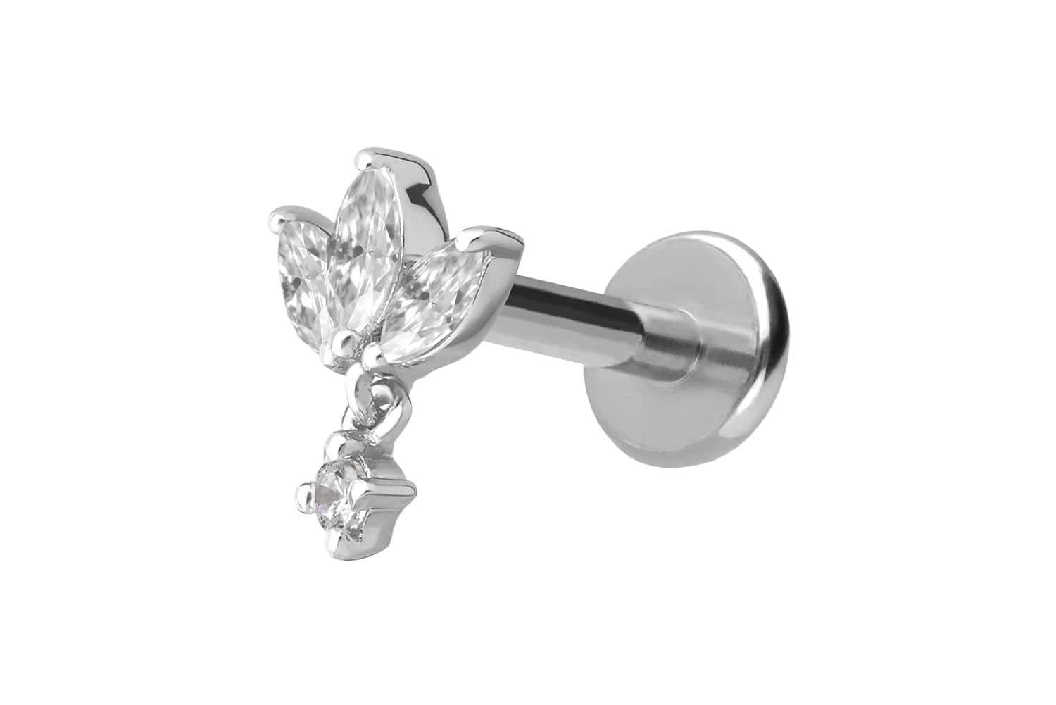 PIERCINGLINE Piercing-Set Titan Labret mit Innengewinde + 925er Silber Aufsatz (Labrets, 1-tlg)