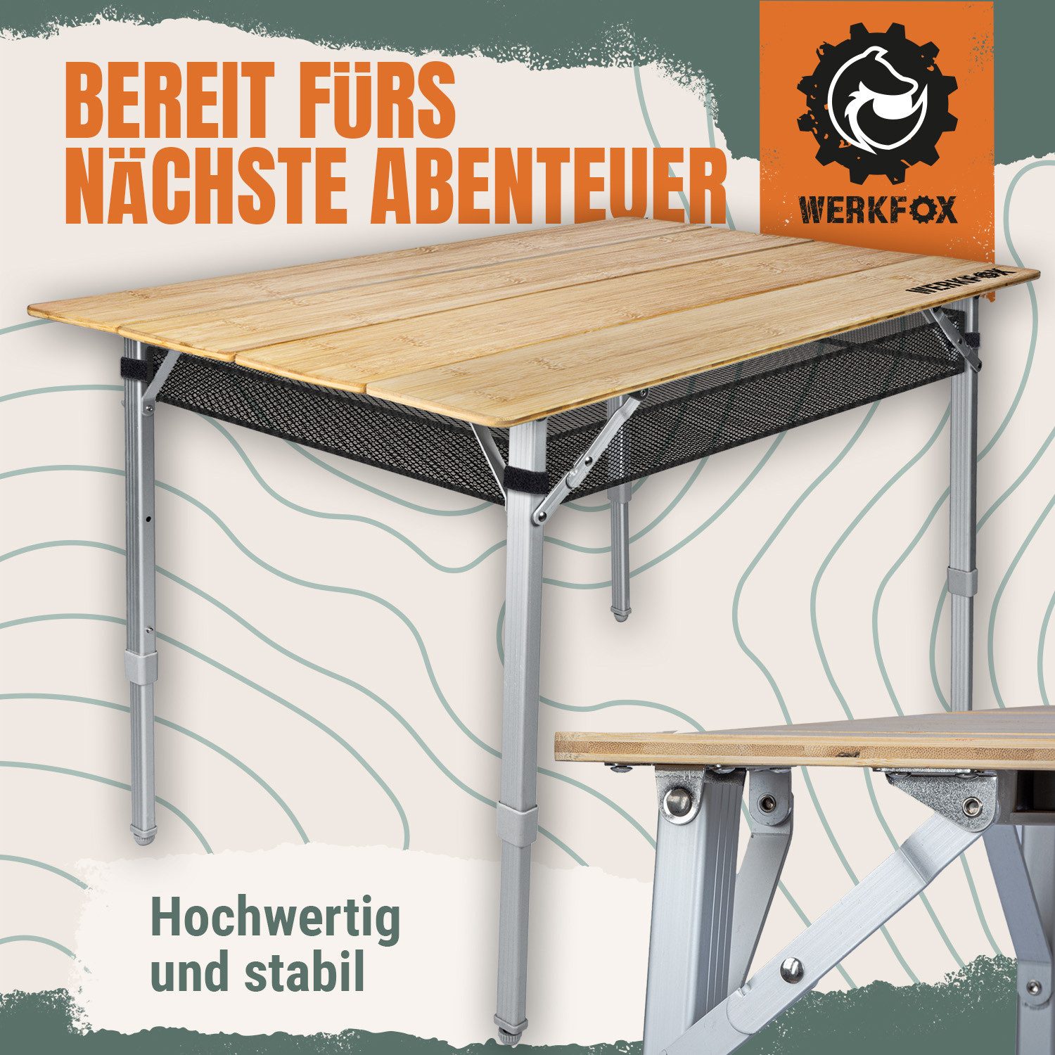 Werkfox Campingtisch aus Bambus (Beistelltisch für günstig online kaufen