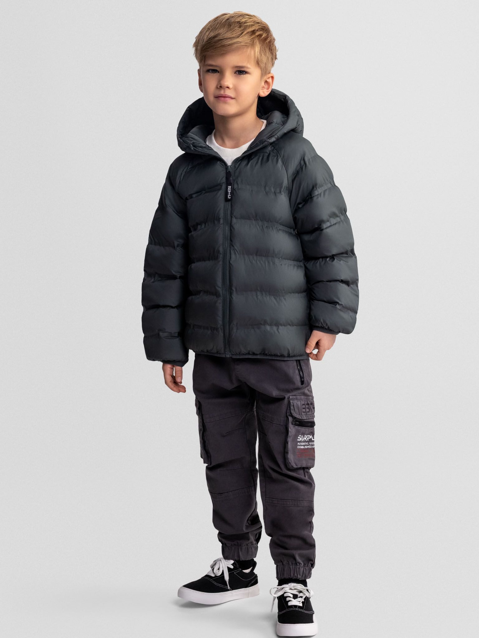 Steppjacke mit Kapuze, in Grün