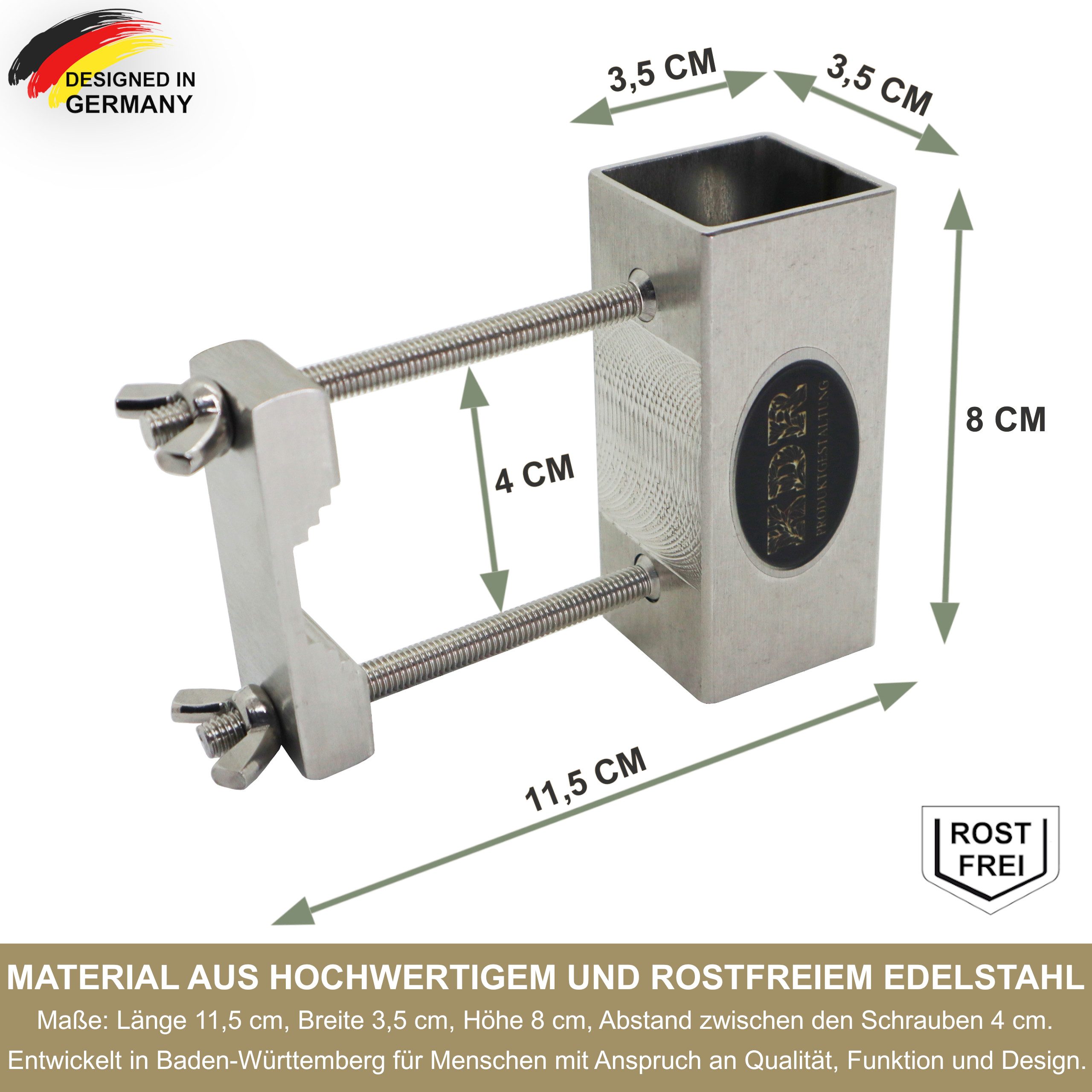 KDR Produktgestaltung Schirmhalter Sonnenschirmhalter Balkongeländer Halterung Sonnenschirm aus Edelstahl, für Stöcke bis Ø 28 mm