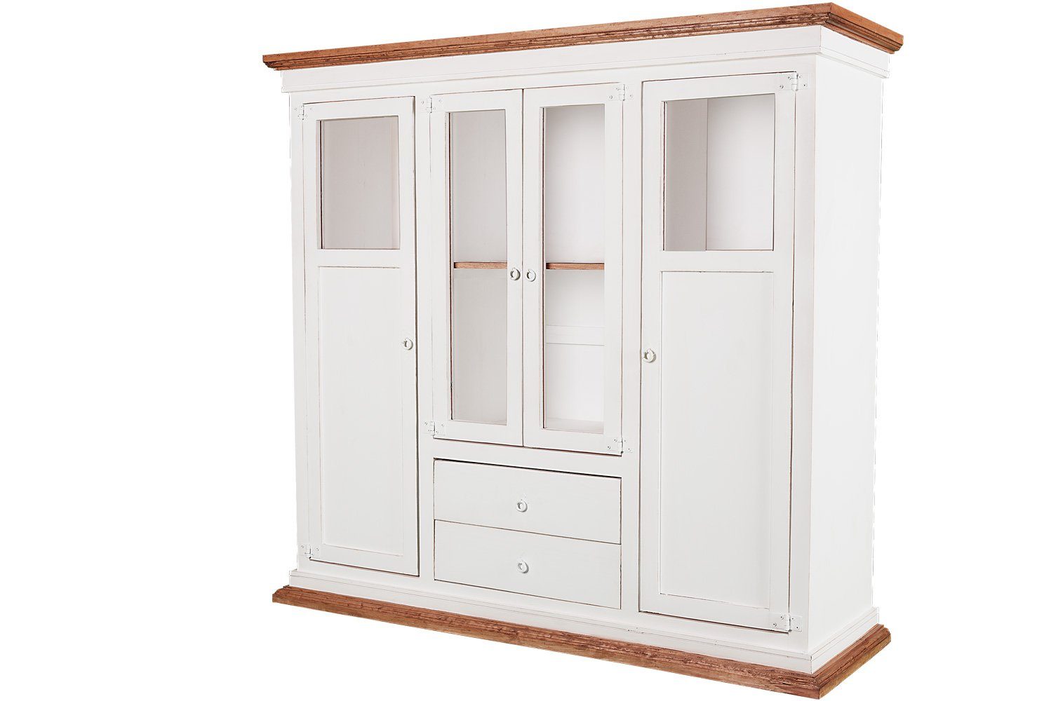 1a Direktimport Highboard Landhaus Schrank Highboard Mexiko Pinie weiß natur - Massivholz