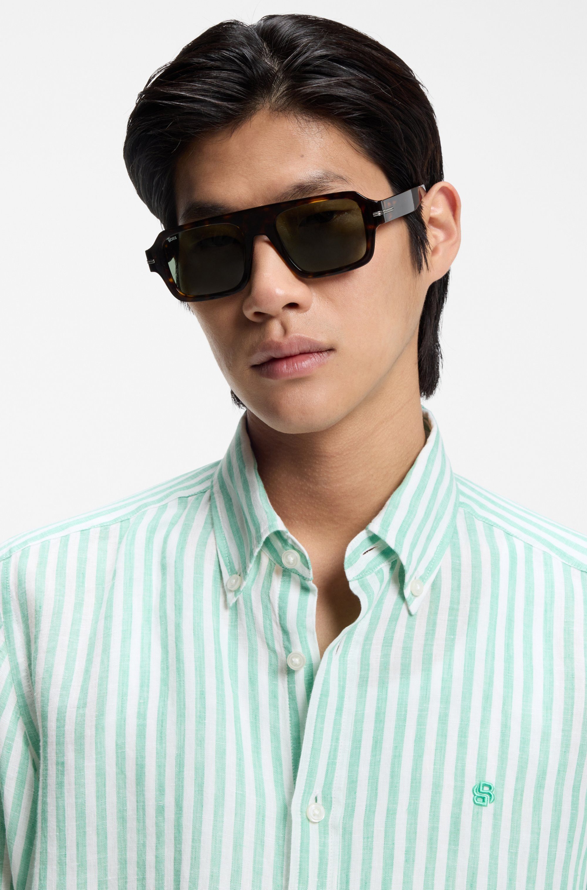 BOSS Leinenhemd LIAM 100% Leinen Premium Sommerhemd, Button-Down-Kragen, regular fit