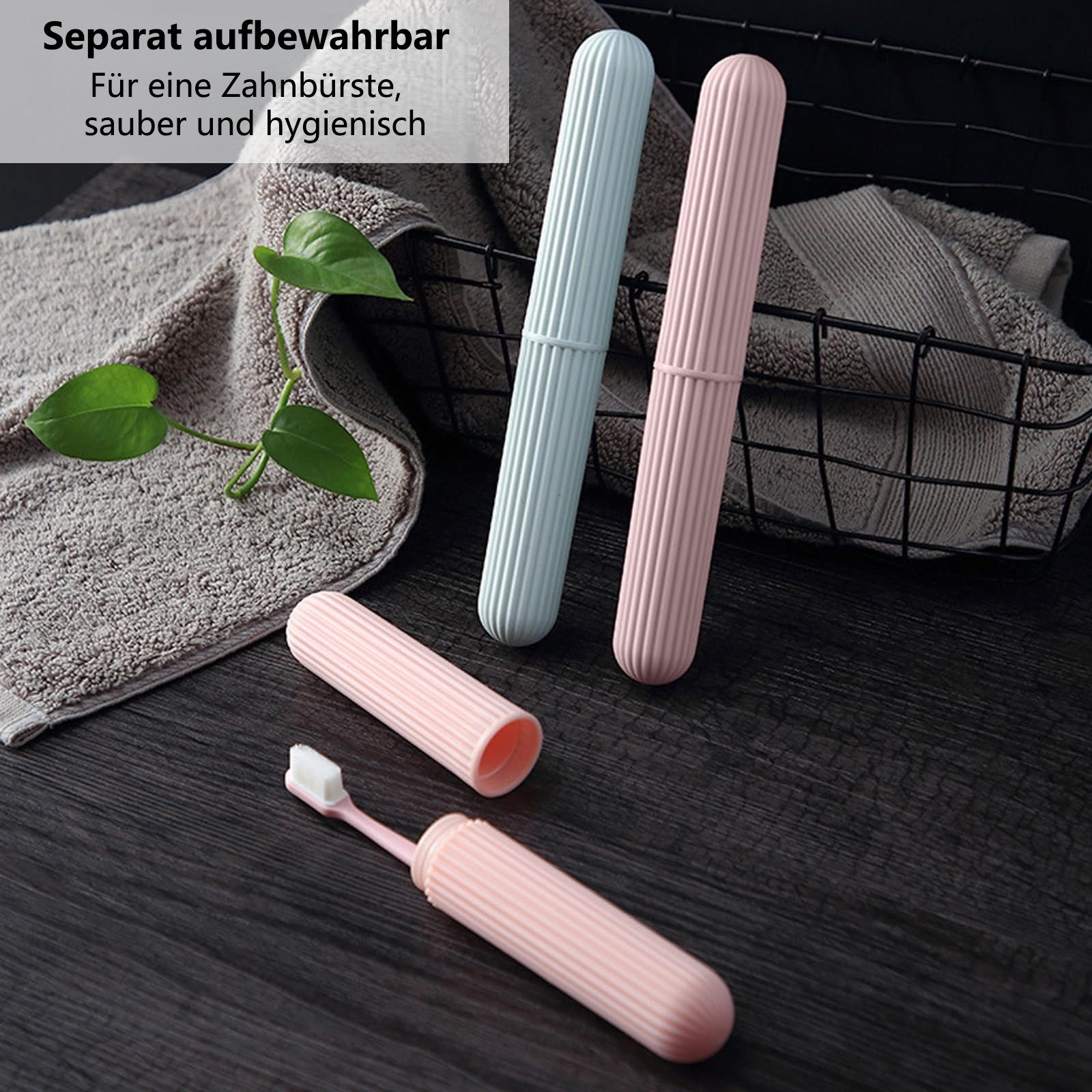 FOUORTUNATE-BEE Zahnbürstenhalter 2 Stück Tragbar Zahnbürstenhülle Zahnbürstenetui Schutzhülle, (Zahnbürsten Etui, Reise Zahnbürstenbox, 2-St., Zahnbürste Aufbe – Bild 4 von 5