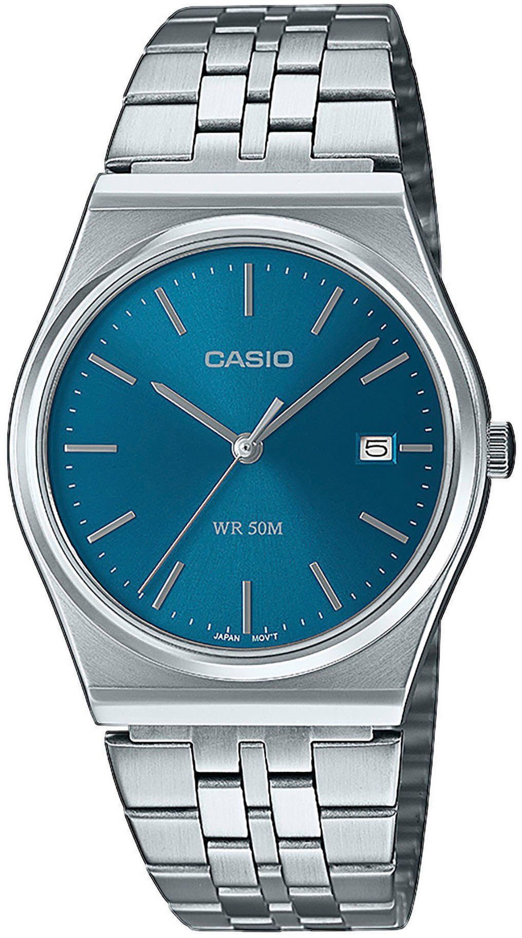 CASIO TIMELESS COLLECTION Quarzuhr MTP-B145D-2A2VEF, Armbanduhr, Herrenuhr, Damenuhr, Jugendliche, Datum, Edelstahlarmband