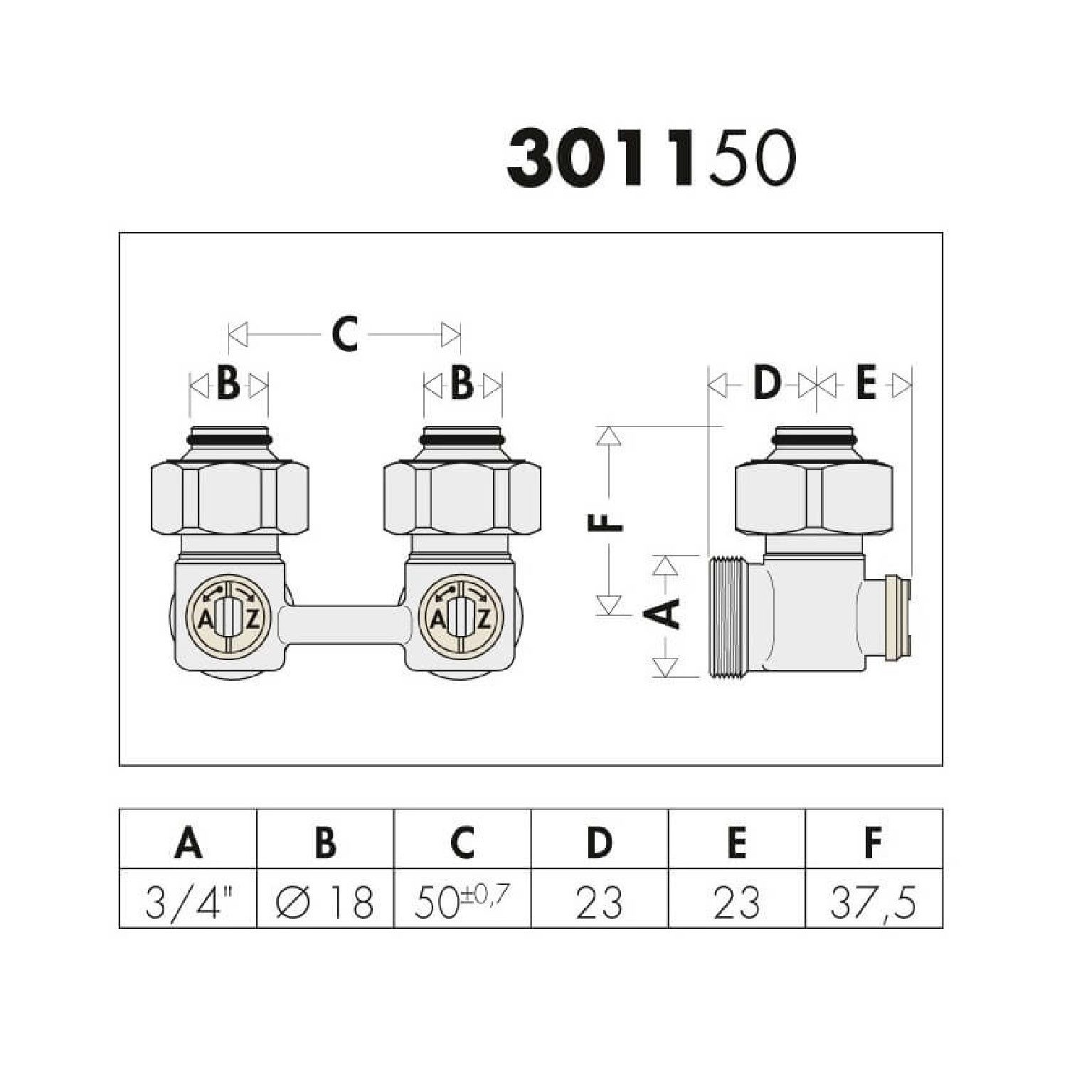 Caleffi Heizkörperthermostat Hahnblock 3/4" Eck Eurokonus Doppelkugelhahn Heizkörper Anschluss