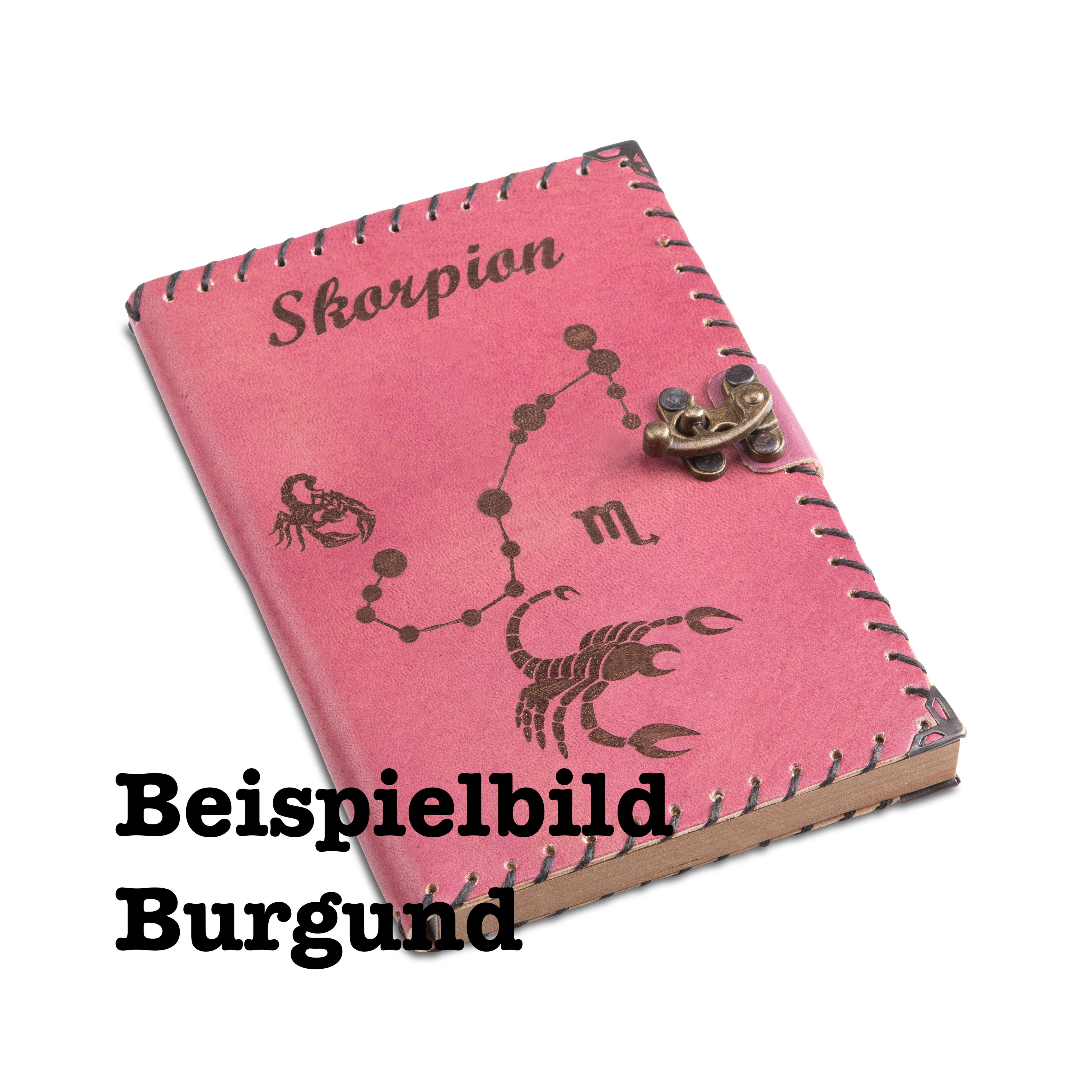 Tagebuch Journal, Burgund Sternzeichen Tagebuch Handgefertigt Notizbuch Design) QUAMOD echtem (12 Leder aus