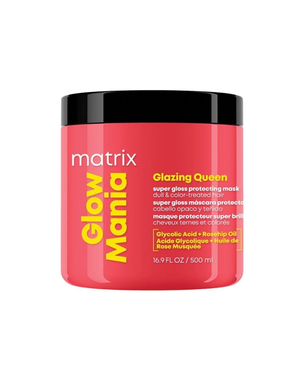 MATRIX Haarmaske Matrix Glow Mania Mask für stumpfes coloriertes Haar (500 ml), Packung, Farbschutz, Glanz, Feuchtigkeit & sulfatfreie Pflege