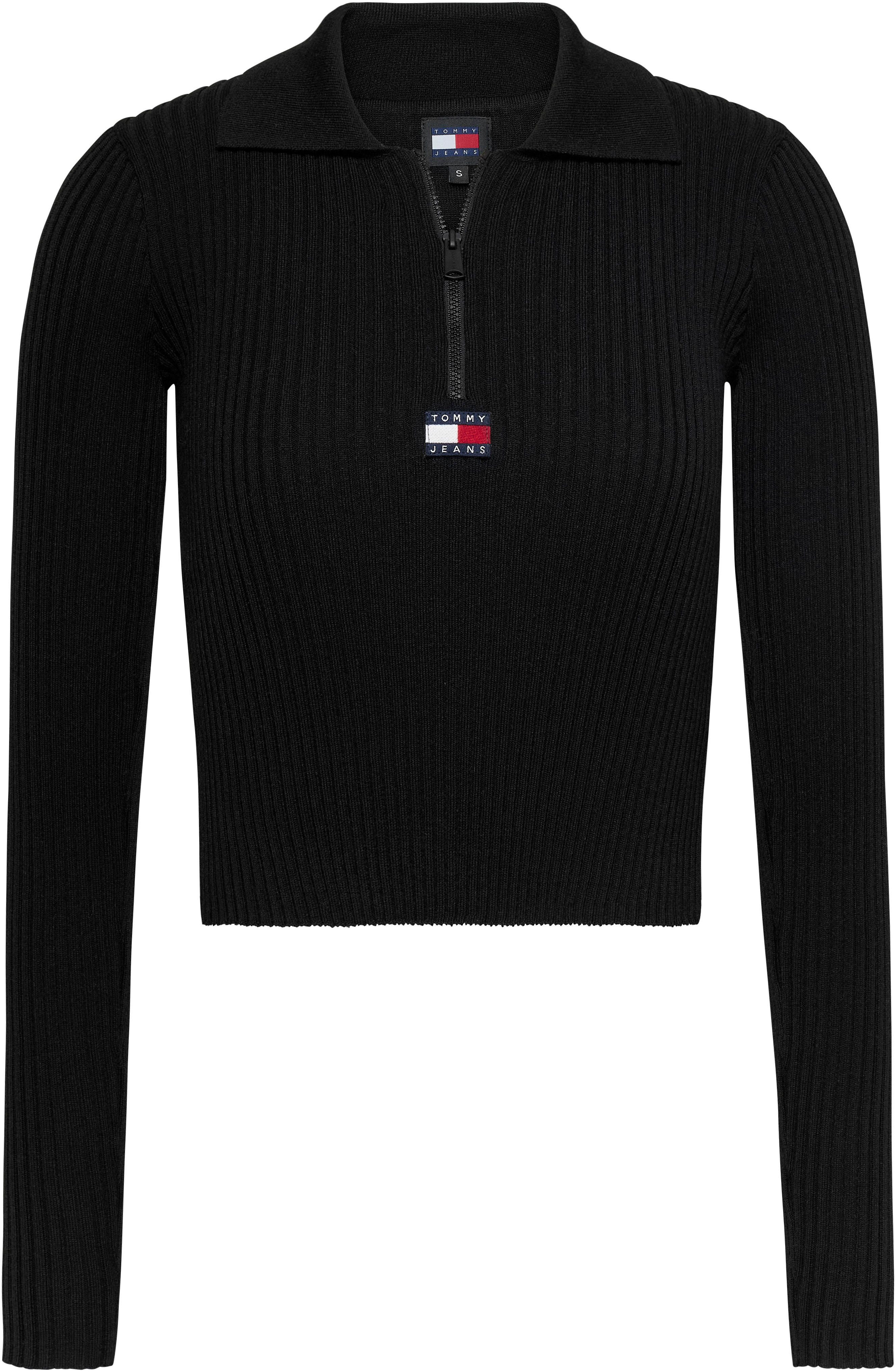 Tommy Jeans Markenlabel mit schwarz Jeans Tommy Strickpullover