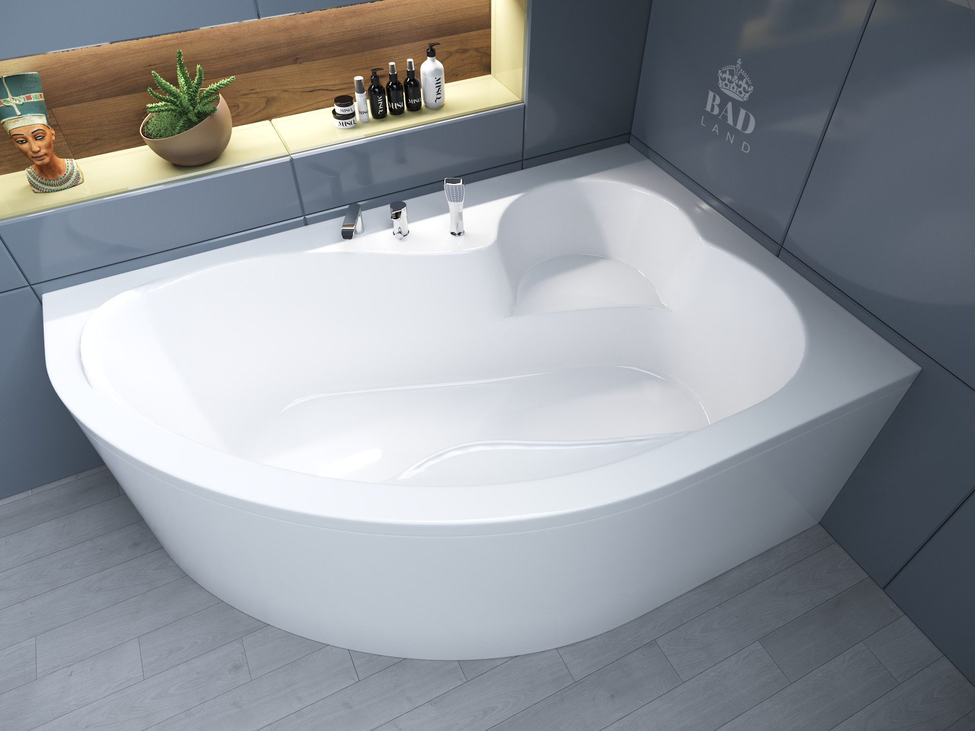 KOLMAN Badewanne Eckbadewanne Mega 160x105, (Links/Rechts), Ablaufgarnitur & Füße GRATIS
