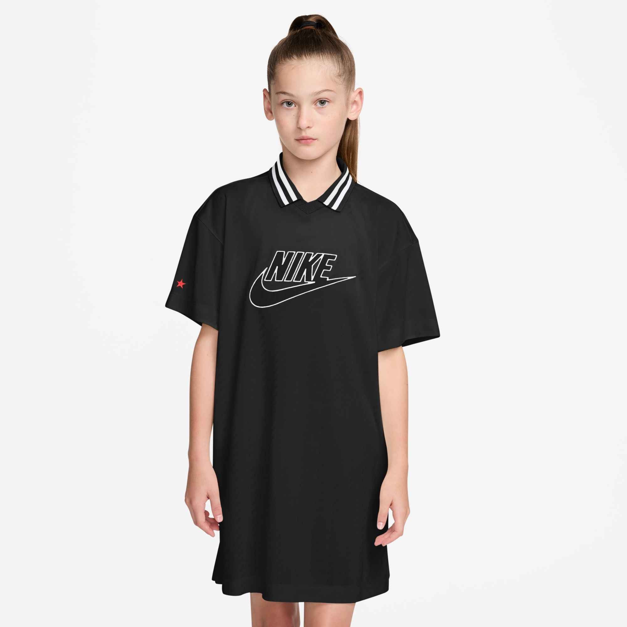 Nike Sportswear Shirtkleid G NSW CLN JERSEY SS DRESS für sportliche Aktivitäten, aus Jacquard-Strick, Oversized Fit