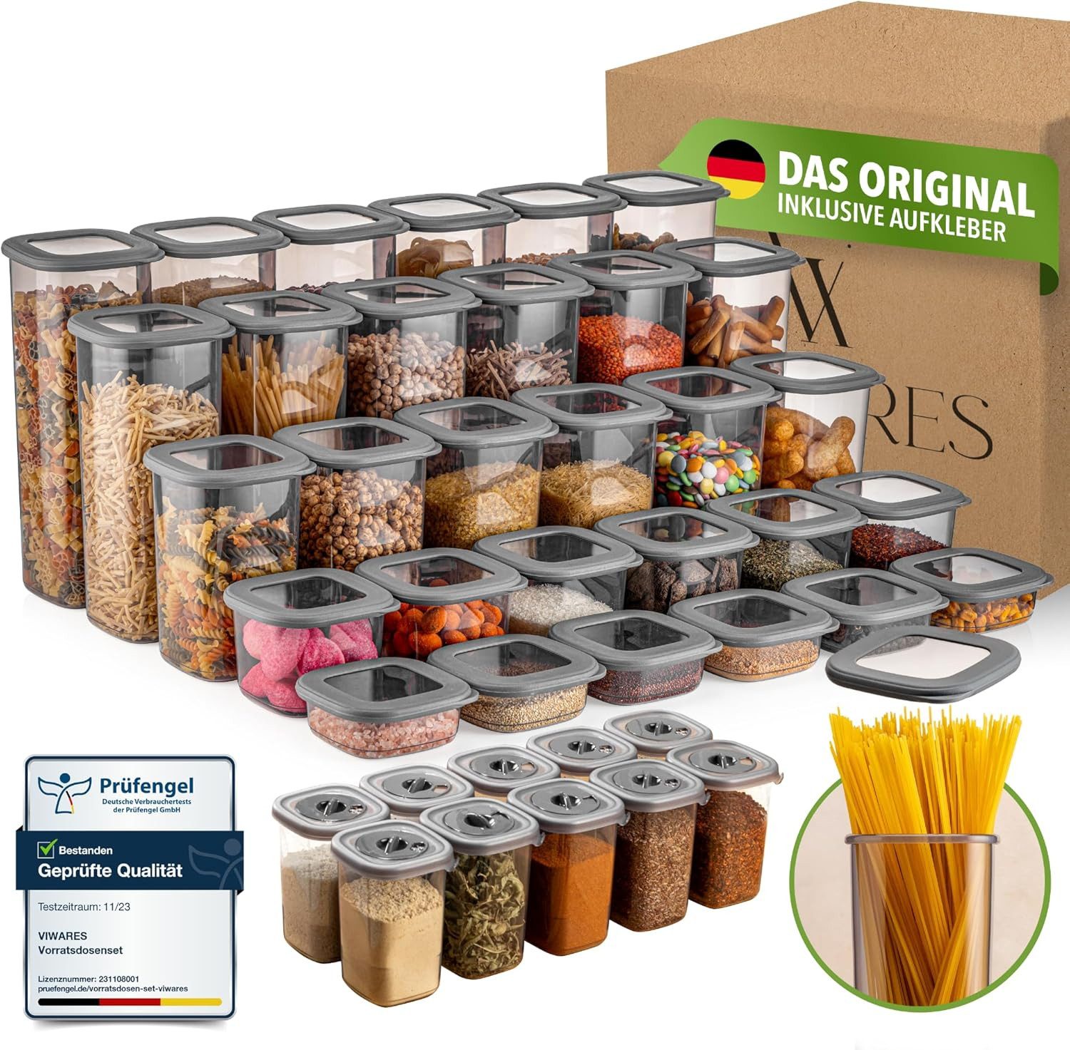 Viwares Vorratsdose Viwares Foly Anthrazit GW 42er Mix Set, (Vorratsdosen Set, 42-tlg., 42er Set)