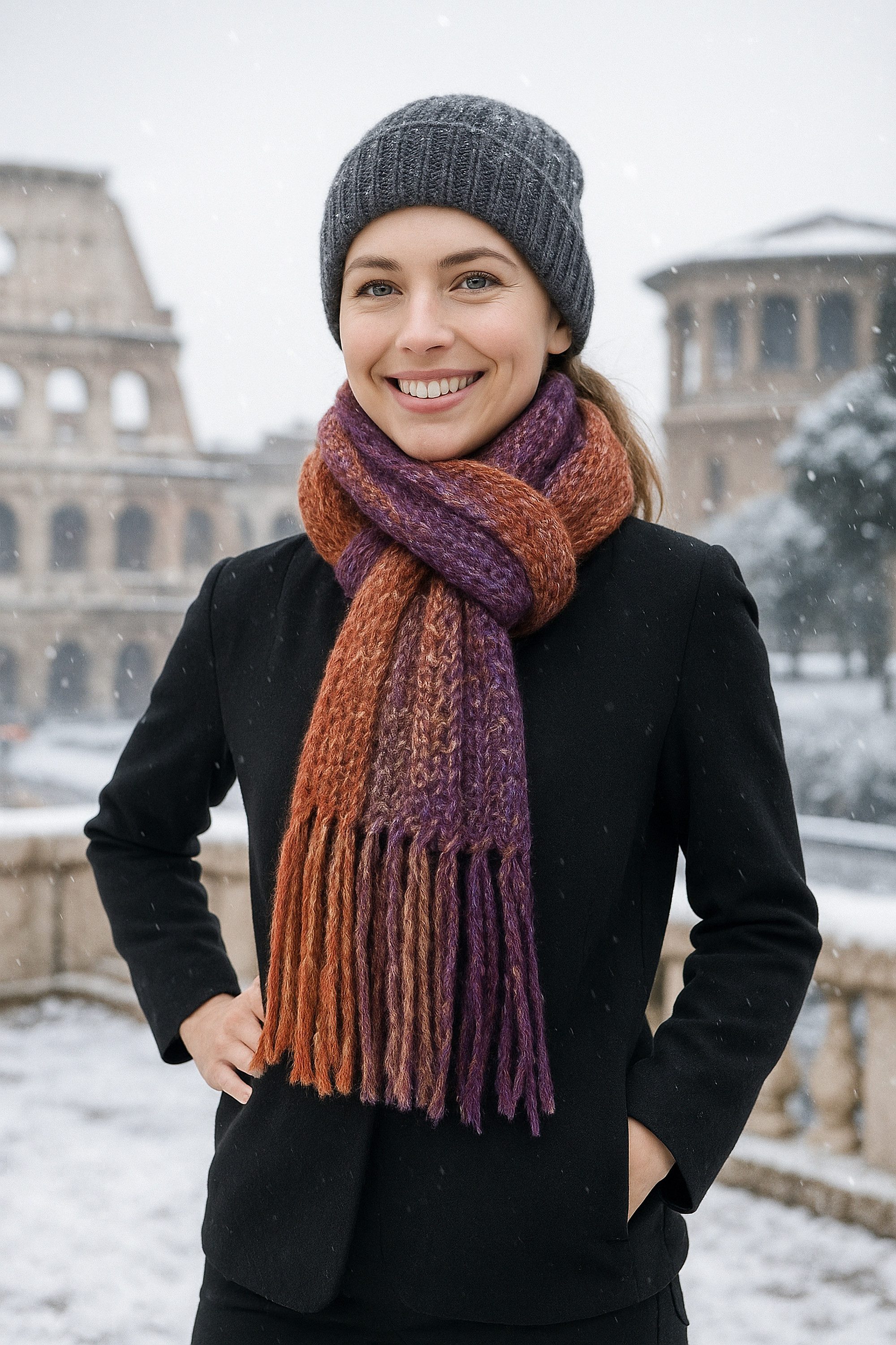 COLLEZIONE ALESSANDRO Strickschal Farbenfroh, (1-St), modischer Farbmix, Made in Italy