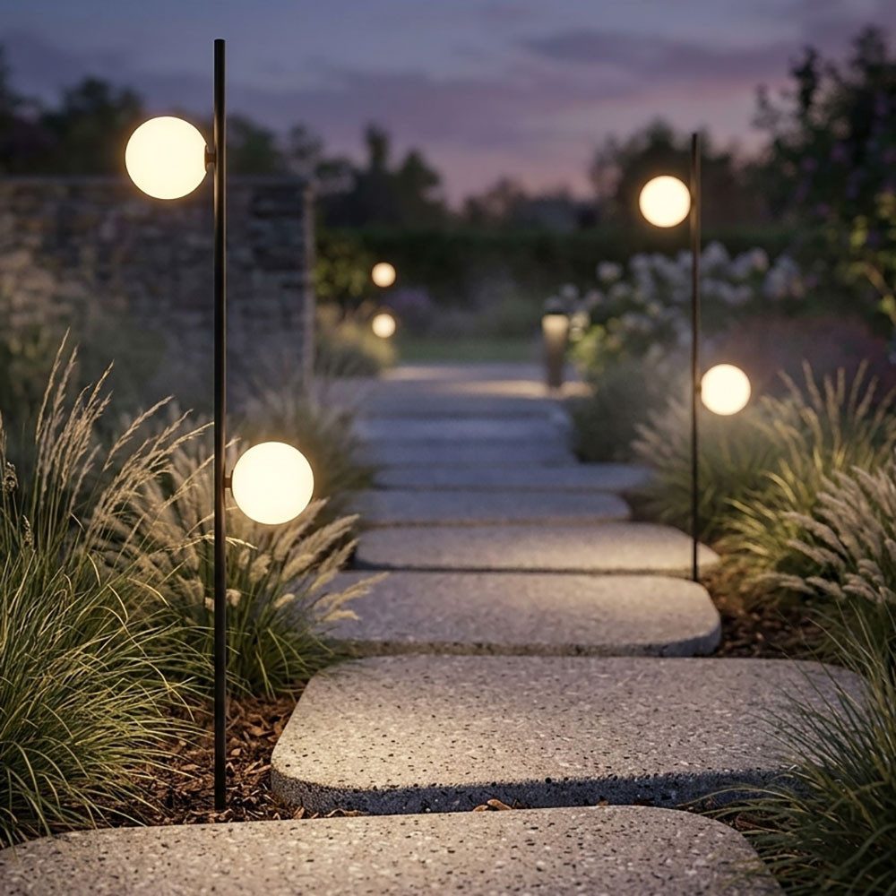 V-TAC Gartenleuchte, LED-Leuchtmittel fest verbaut, Warmweiß, 2x LED Gartenleuchte Wegeleuchte Gartenlampe 2-flammig IP65 H 117 cm