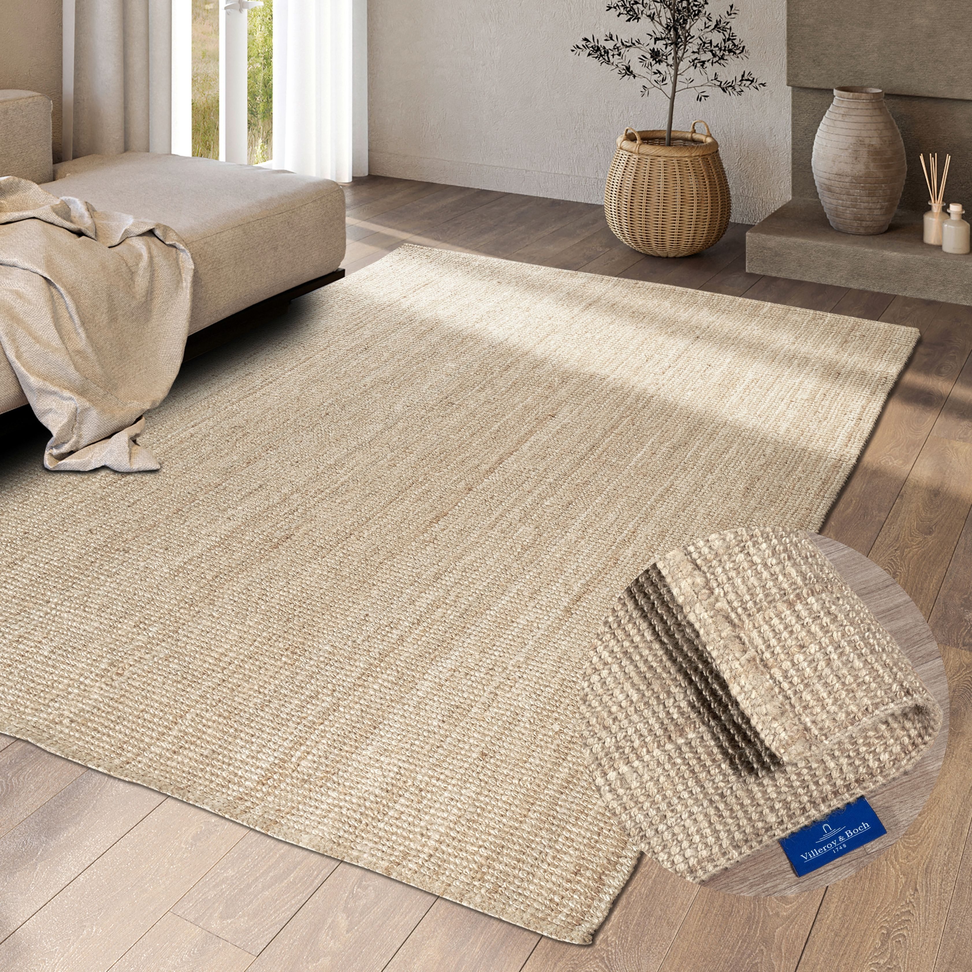 Villeroy & Boch Teppich Rosalie Juteteppich, rechteckig, Höhe: 10 mm, Läufer, 100% Jute, Natur, Wohnzimmer, Esszimmer, Schlafzimmer, GRS