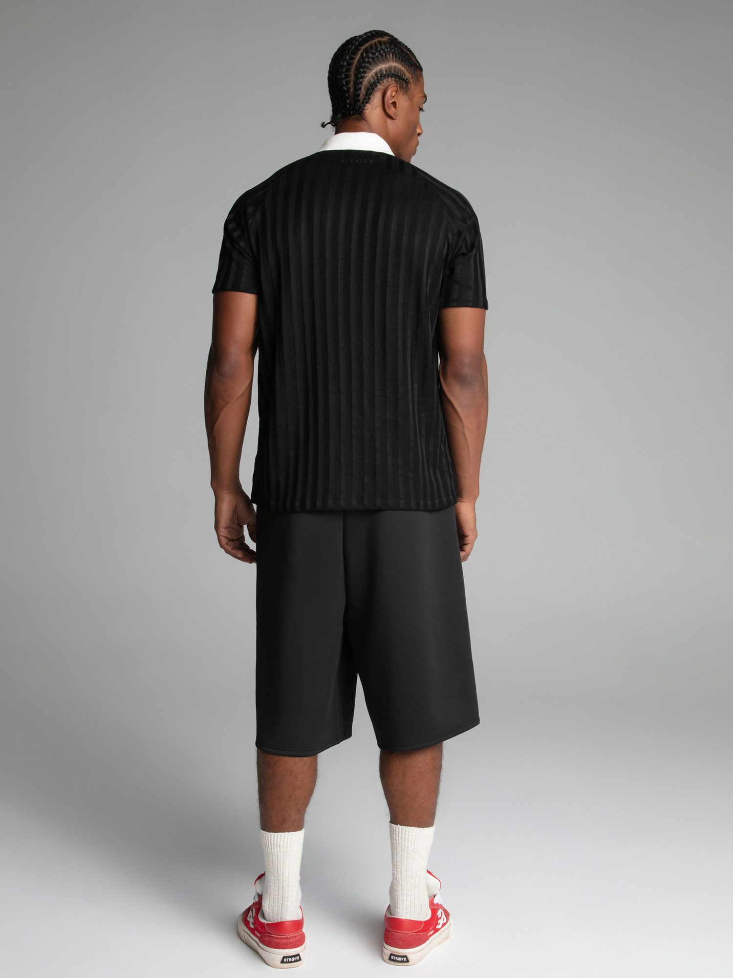 Siksilk Shorts SikSilk Herren Schwarze Oversized Poly Shorts