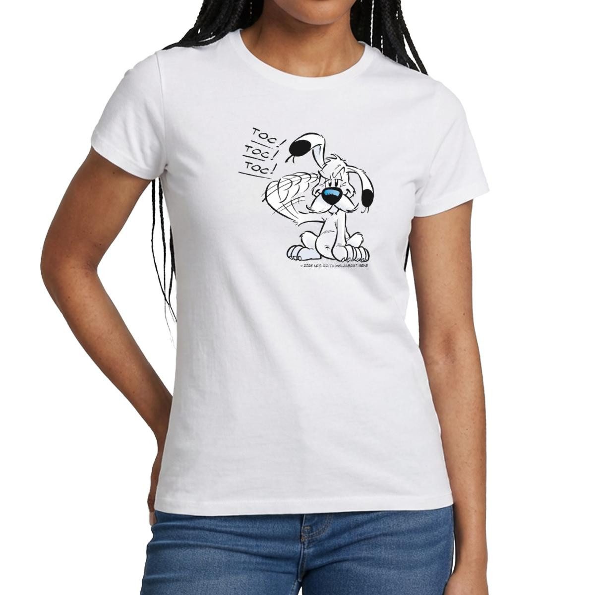 Spreadshirt T-Shirt Asterix & Obelix Idefix Klopft Toc Toc Frauen T-Shirt (1-tlg) Slim Fit, fällt klein aus
