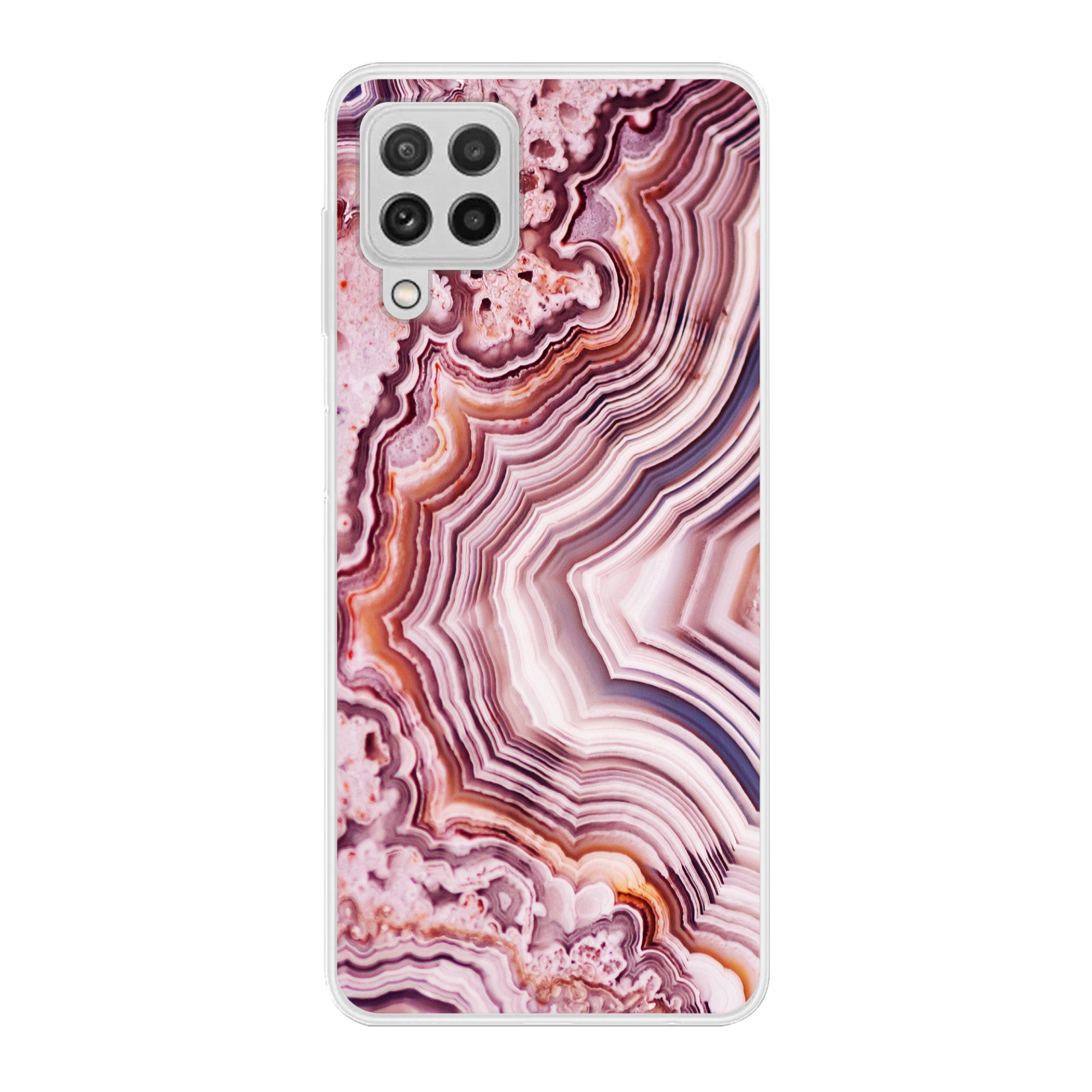 MuchoWow Handyhülle für Samsung Galaxy A22 4G Naturstein - Rosa - Luxus, Smartphone-Bumper, Print, Handy Schutzhülle Dünn