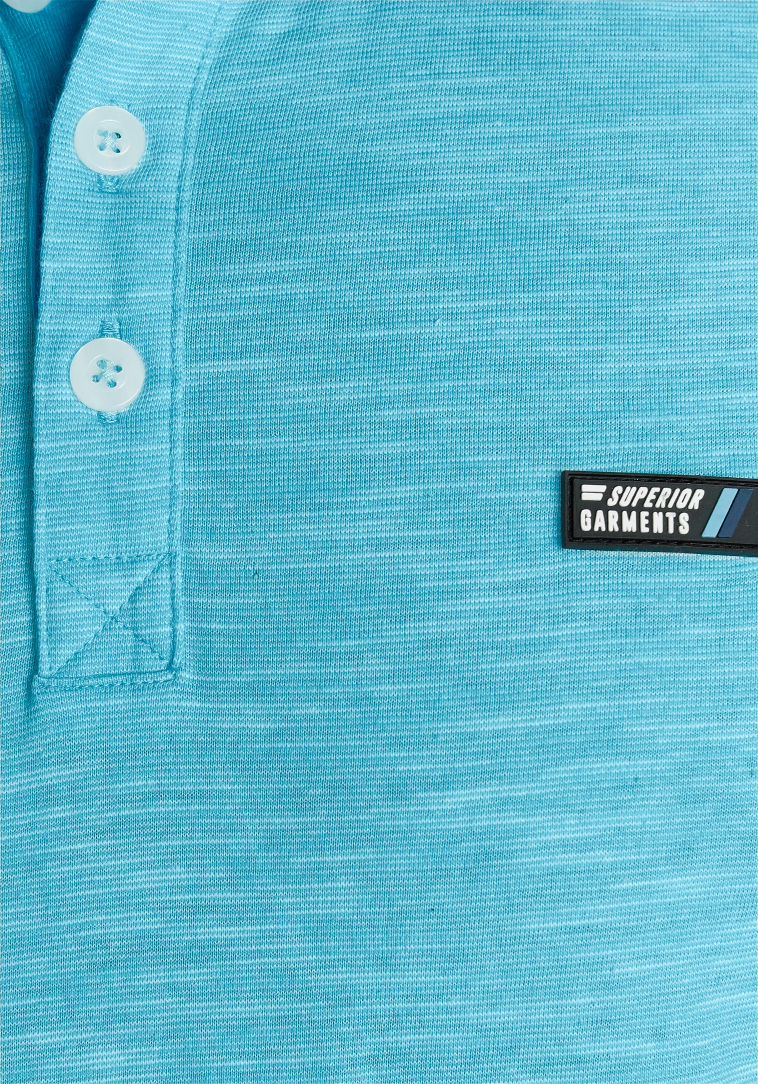AJC Poloshirt mit kontrastfarbenen Details Kragen an türkis-meliert Ärmeln und