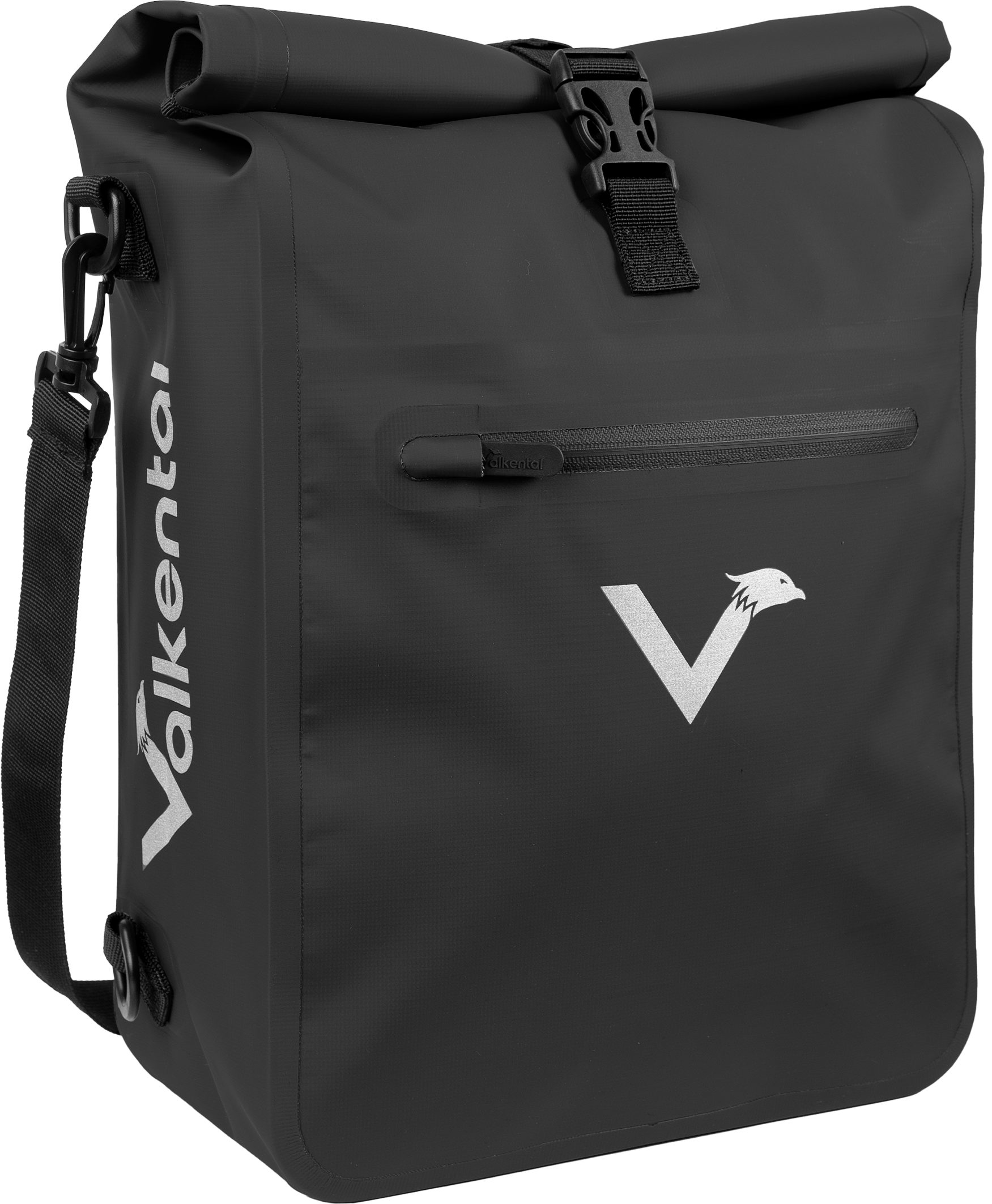Valkental Fahrradtasche Gepäckträgertasche, Rucksack und Umhängetasche, 3in1 - wasserdicht & reflektierend 25 L