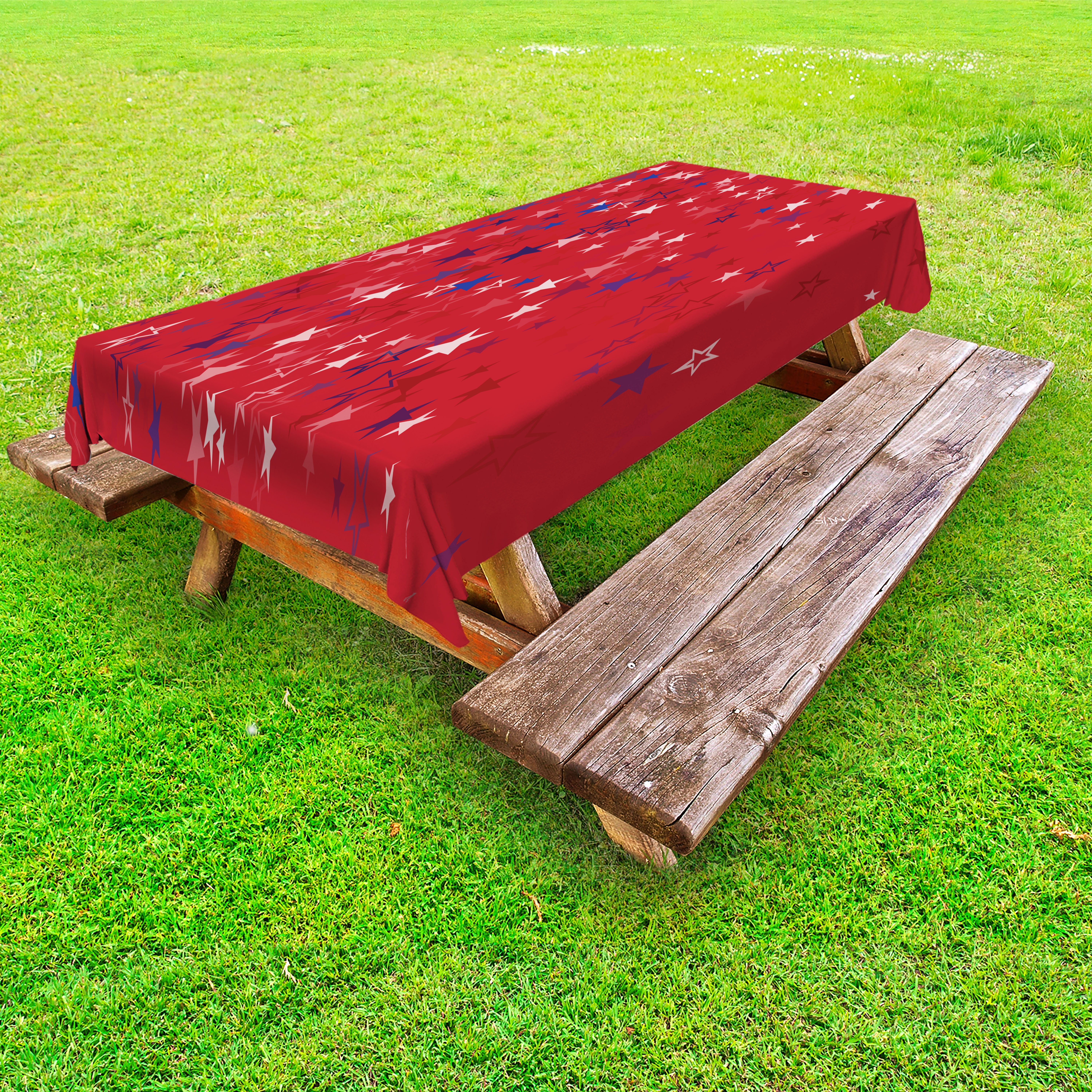 Abakuhaus Tischdecke dekorative Juli Picknick-Tischdecke, Repetitive Sterne Formen 4. waschbare