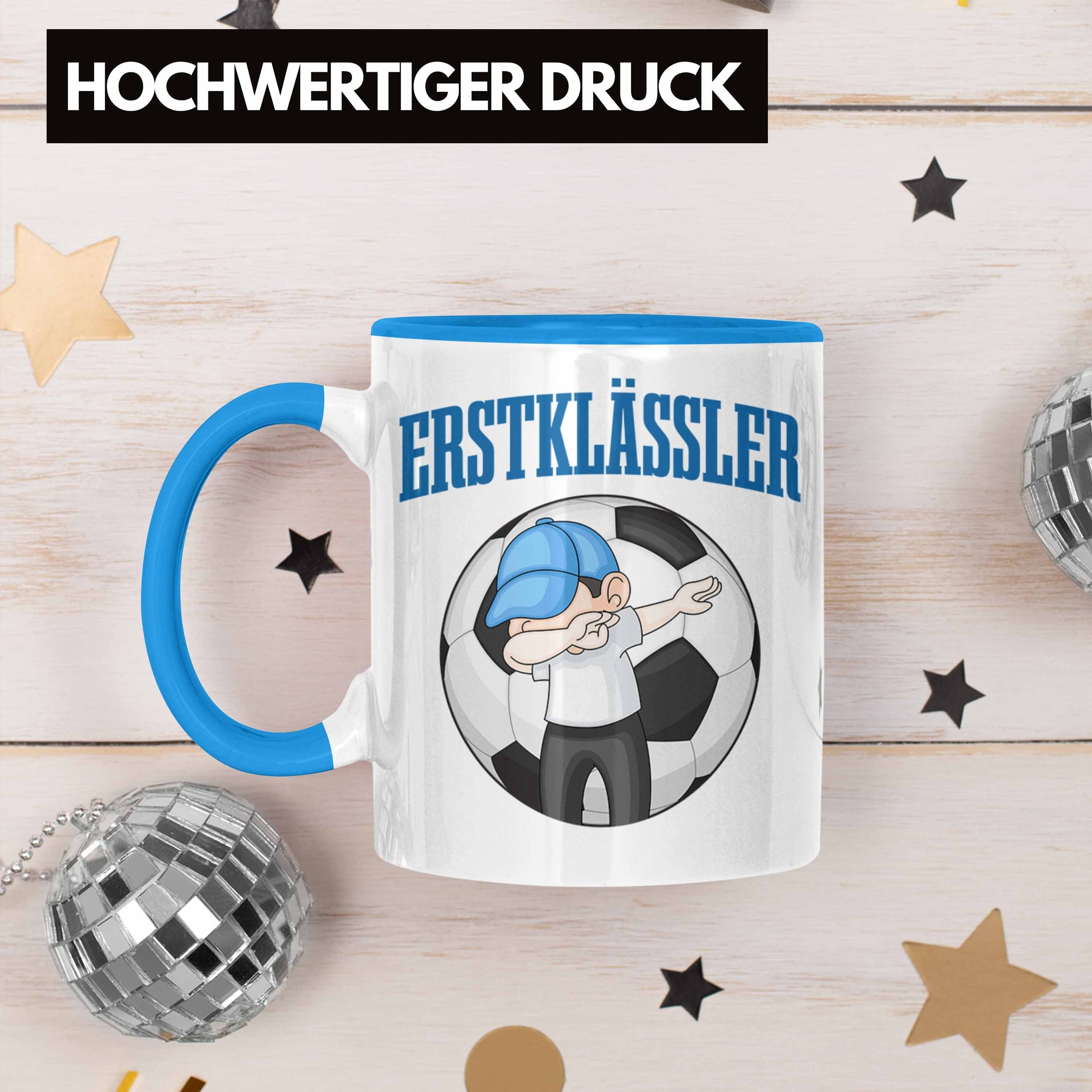 Füllung Geschenk Schultag Trendation Schulstart Trendation Junge Jungs Tasse Schultüte Blau Schulkind Geschenkidee Schulanfang für Tasse Einschulung Fussball 1. - Schuleinführung