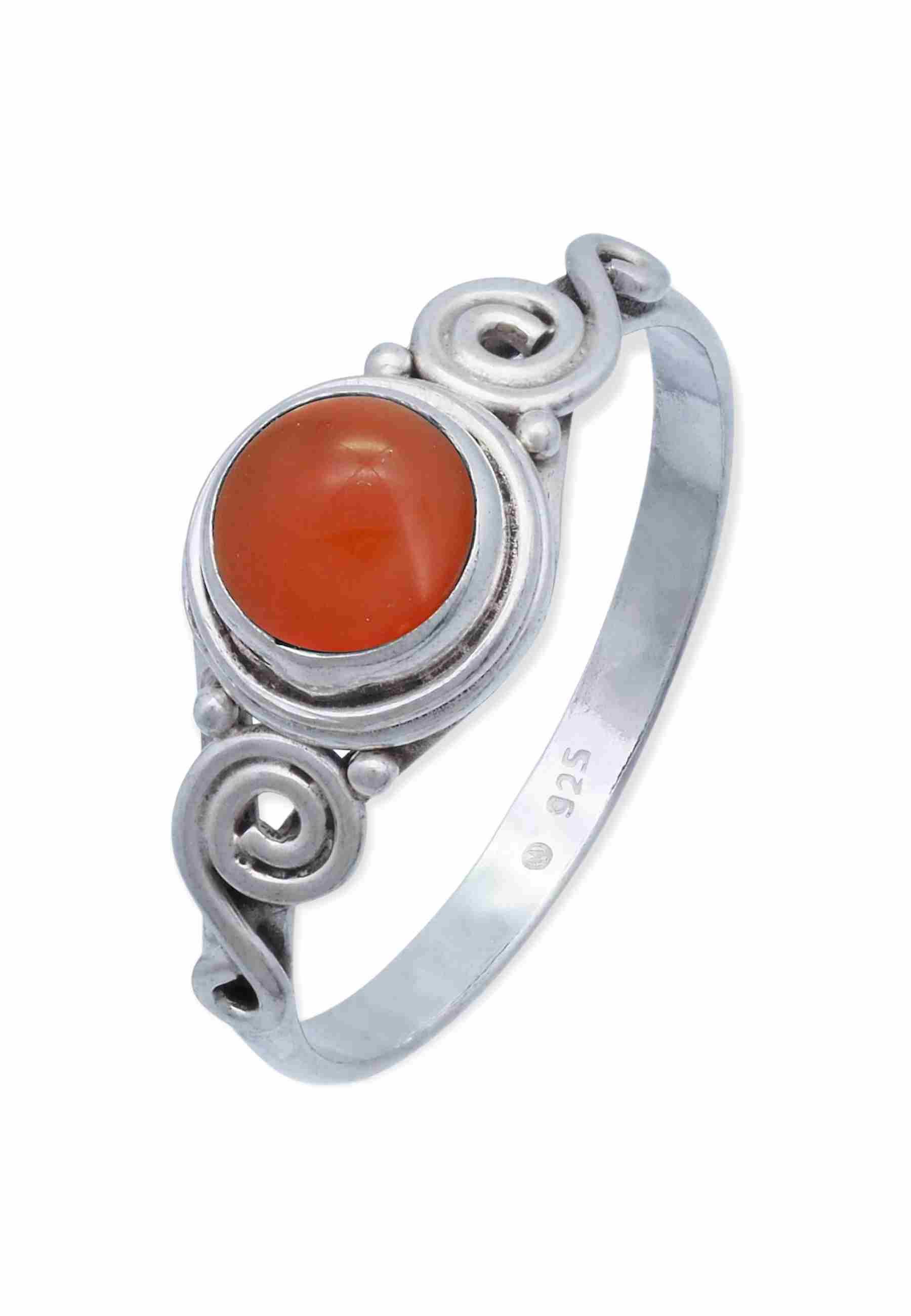 mantraroma Silberring KINURI aus 925 Silber mit Karneol (Ring mit Schmuckbeutel), Damenring aus 925er Silber