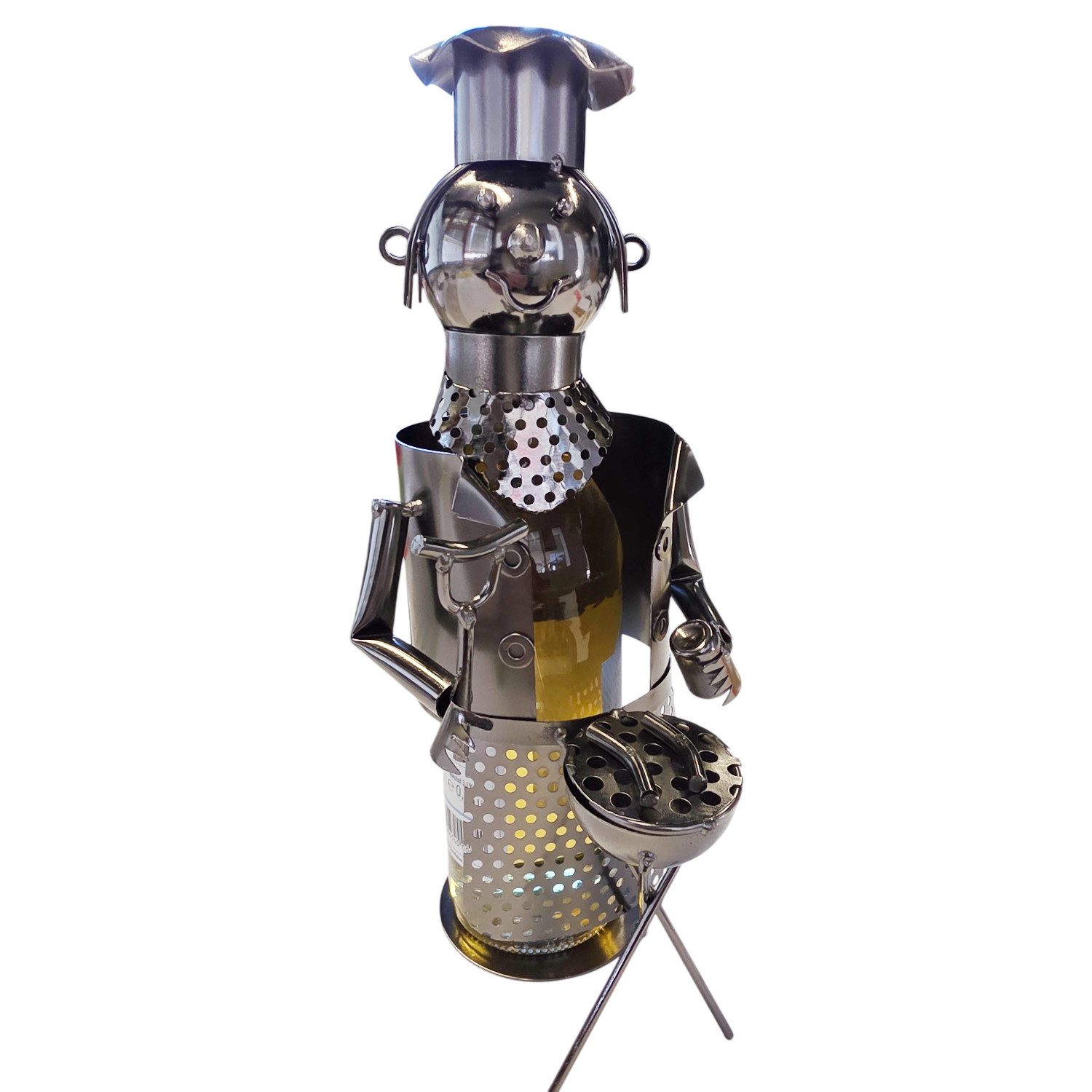 meberg Bierflaschenhalter Grillmeister Metall Anthrazit 27,5 cm Flaschenhalter, (1-St., BBQ Deko Bierhalter Vatertag Geburtstag Männergeschenk), Geschenk für Männer Grill Geschenk