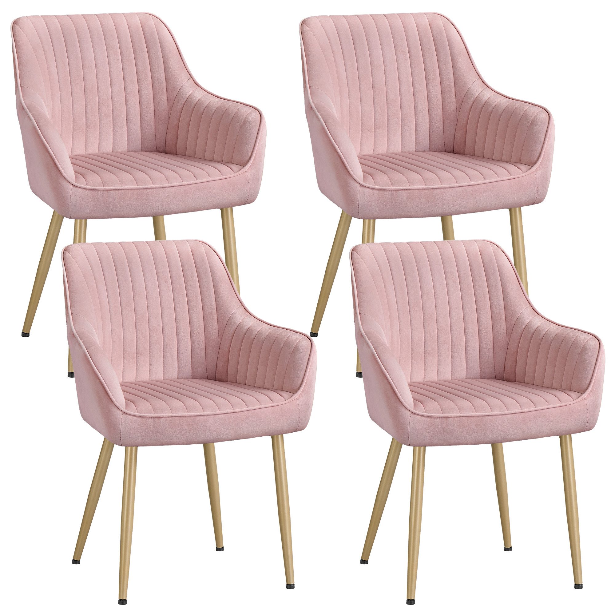 SONGMICS Esszimmerstuhl 4er Set Küchenstuhl (4 St), bis 120 kg belastbar, für Esszimmer, Küche, mit Armlehnen, Metallbeine