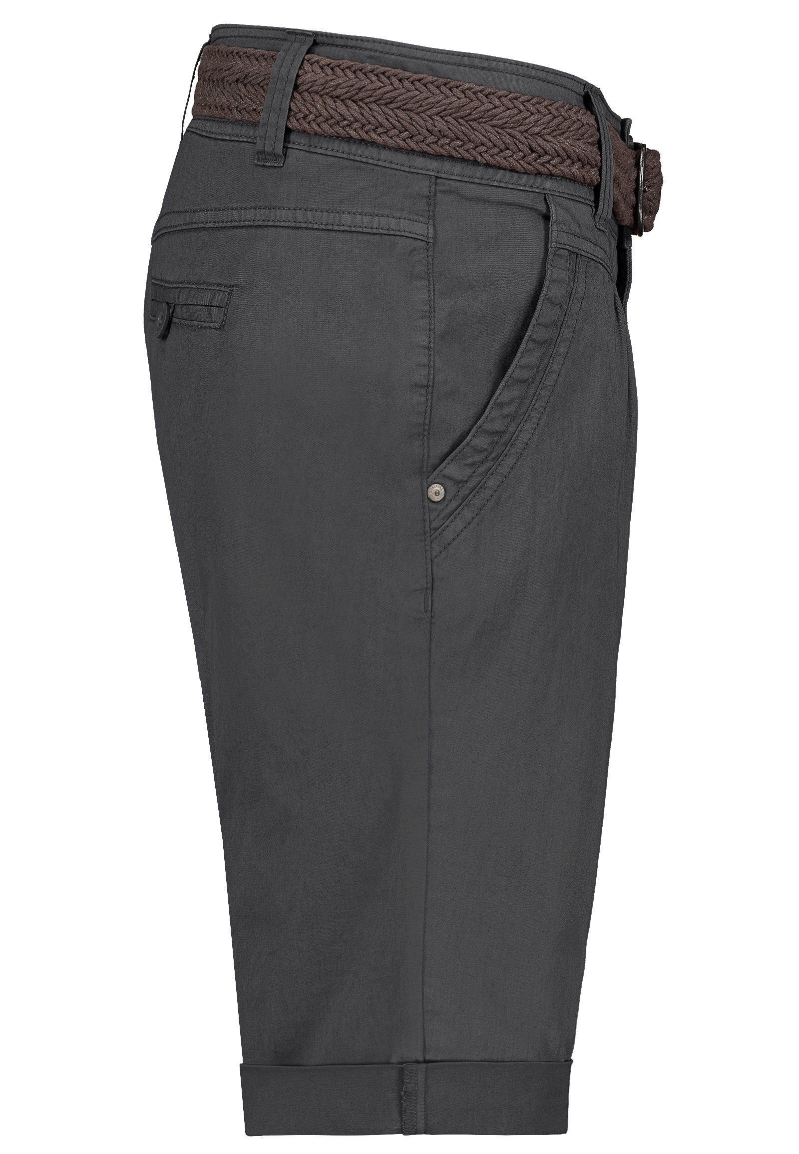 Fresh Made Bermudas Sommerliche mit geflochtenem Gürtel für Damen Baumwolle Regular Fit unifarben atmungsaktiv Reißverschluss