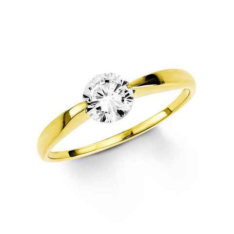 Amor Fingerring Schmuck Geschenk Solitär Ring LIEBE, Glitzerstein Gold 333, mit Zirkonia (synth)