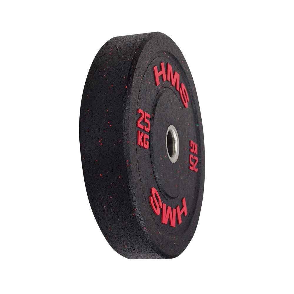 HMS Hantelscheibe Gewichtsscheibe Gummischeibe Langhantelgewicht, 25.0 kg, (Spar-Set, 1-tlg., 45 x 10 cm gummiert), gummiert, kalibriert, olympisch 51 mm, Edelstahlhülse