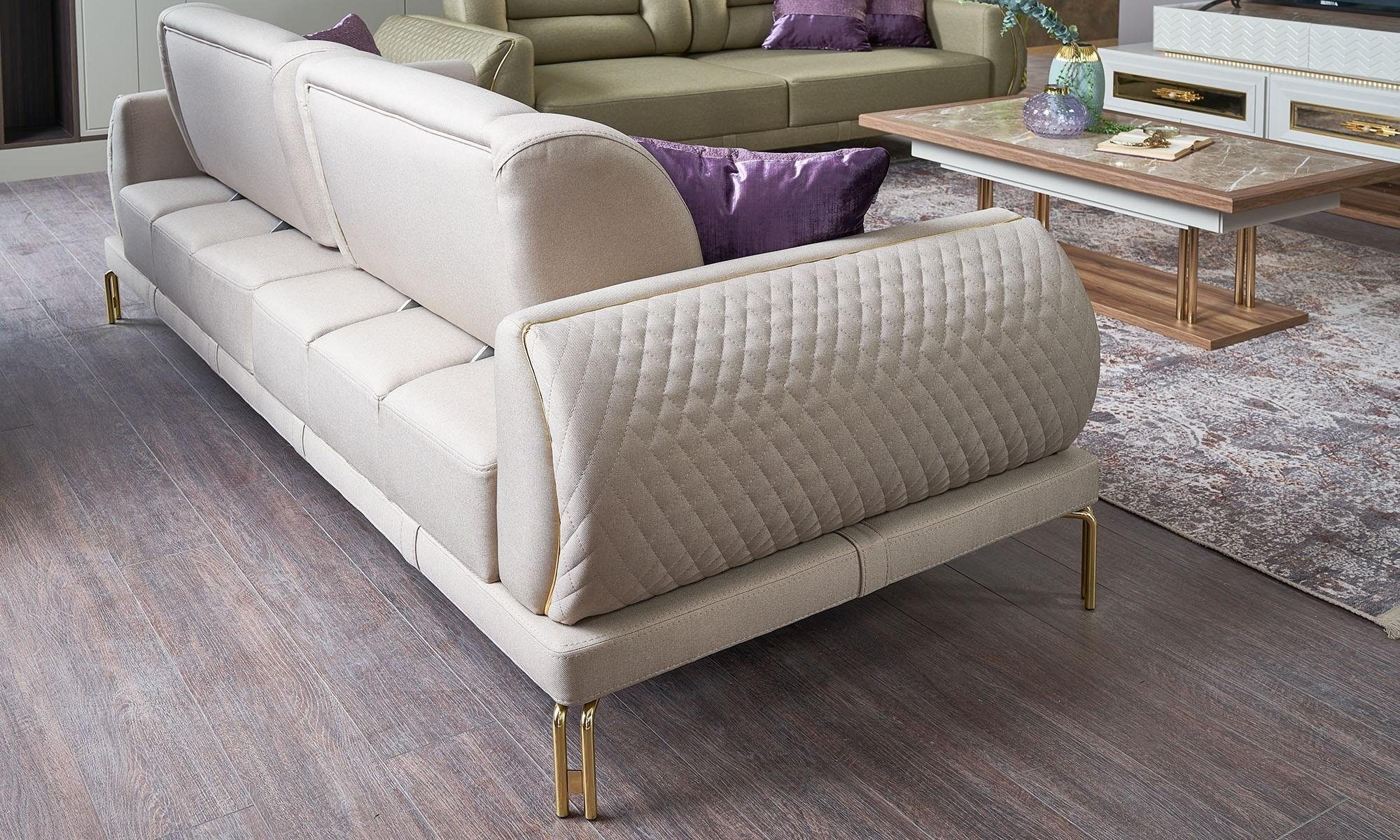 Beige Polstersofa Sofa 1 in 3-Sitzer Couch 3 Teile, JVmoebel Sitzer Made Luxus, Dreisitzer Europa