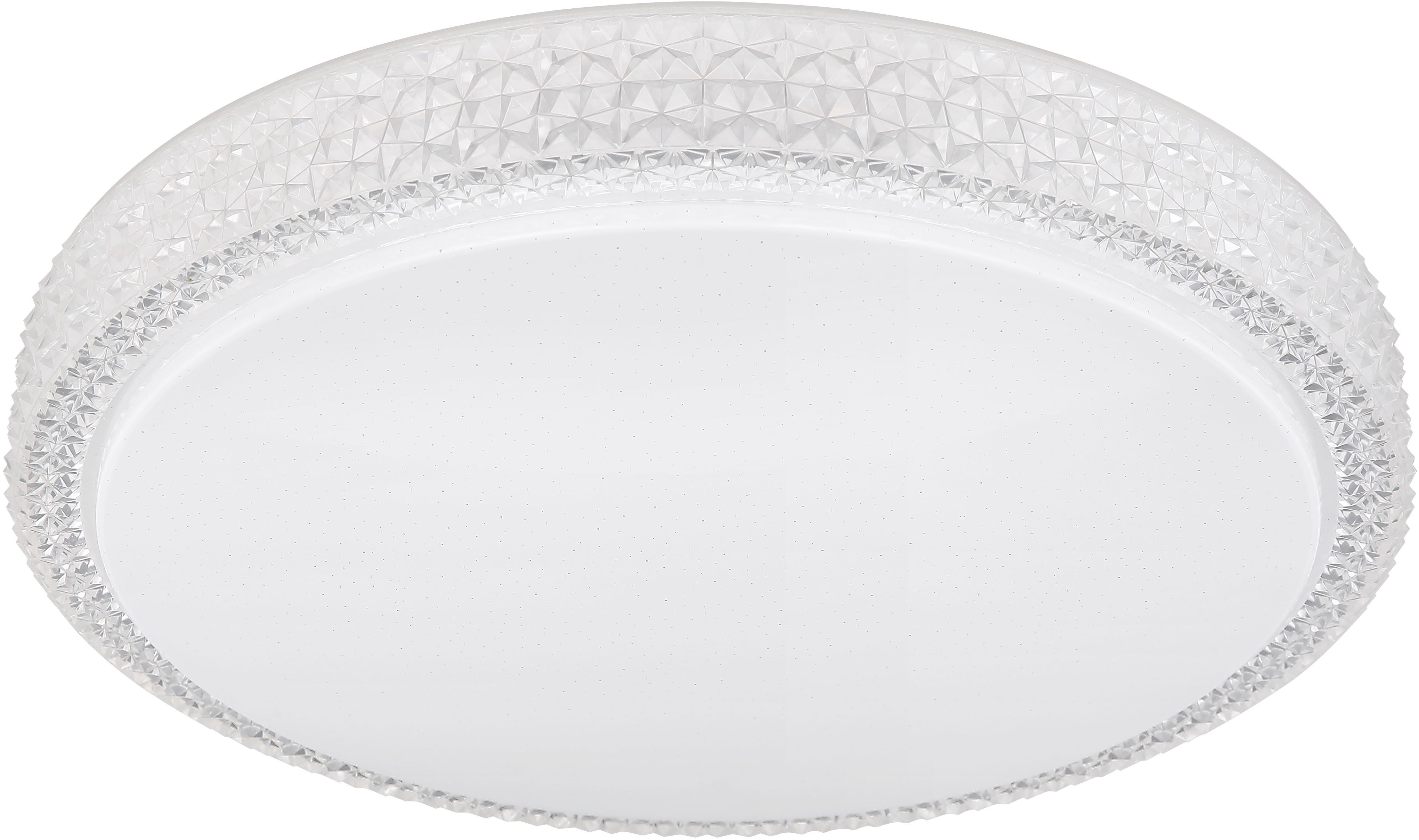GLOBO LIGHTING Deckenleuchte OVI, LED fest integriert, Deckenleuchte Weiß, Opal/Glas Kristalle, dimmbar, LED 22W
