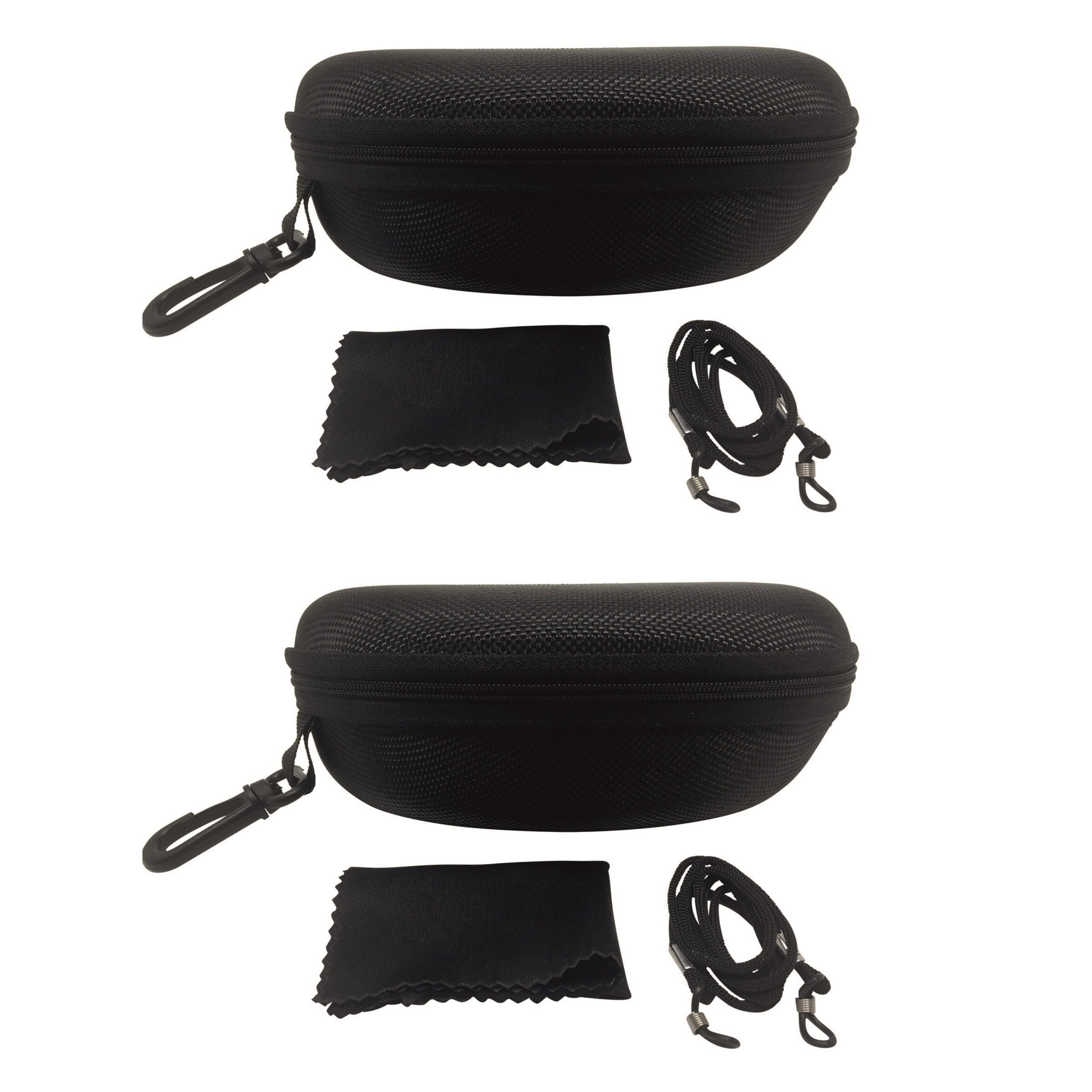 FALINGO Brillenetui Brillenetuis Hardcases XXL schwarz 2 Stück 170 x 80 x 60 mm stoßfest, Inkl. Brillenband und Brillenputztuch