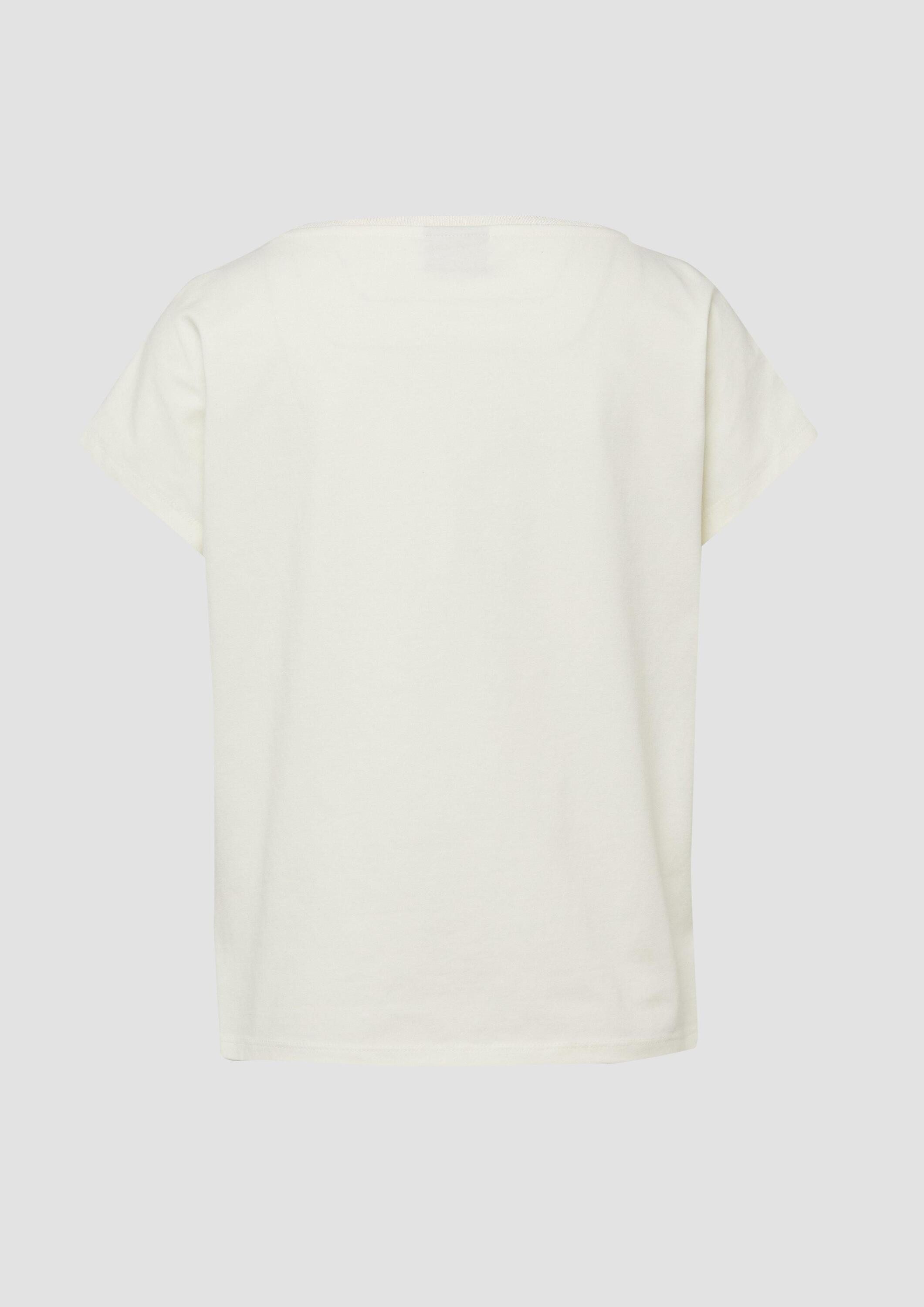 s.Oliver Kurzarmshirt T-Shirt Blusenshirt mit Schriftprint und Strasssteinc günstig online kaufen