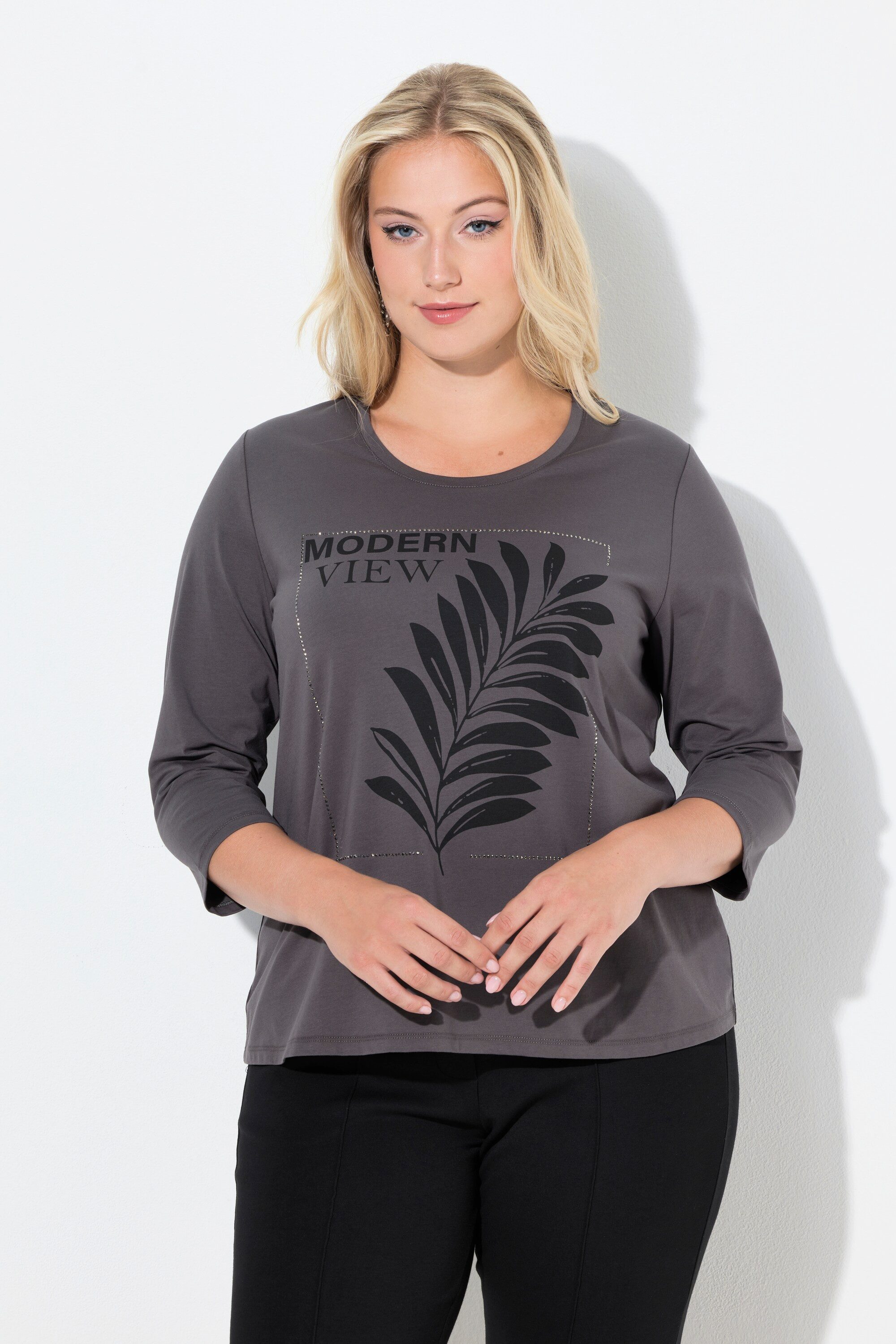 Ulla Popken T-Shirt Shirt Olivenzweig Classic Rundhals 3/4-Arm günstig online kaufen