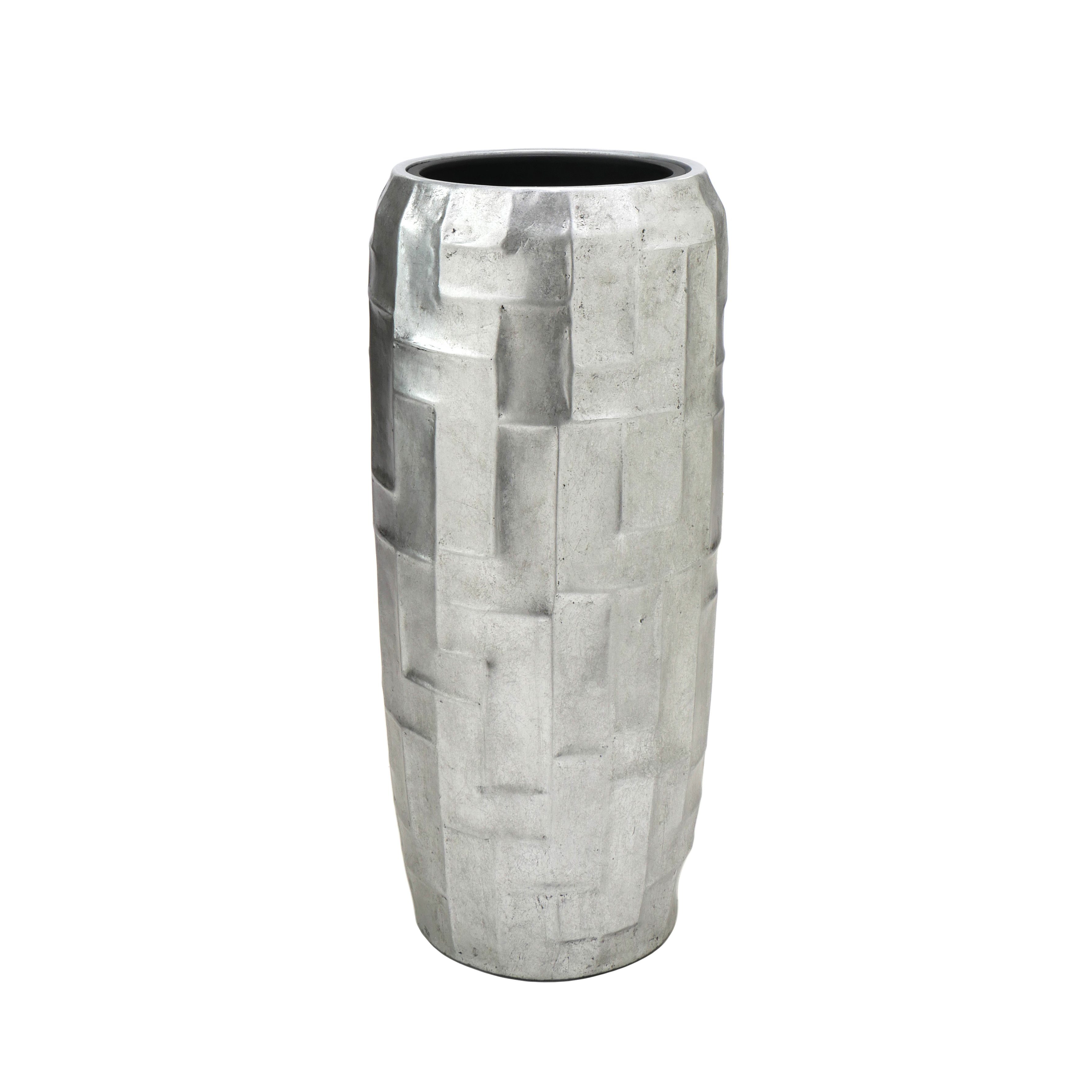 Flingora Bodenvase Mara, mit Einsatz - Pflanzvase - Indoor - Silber - Höhe 75 cm