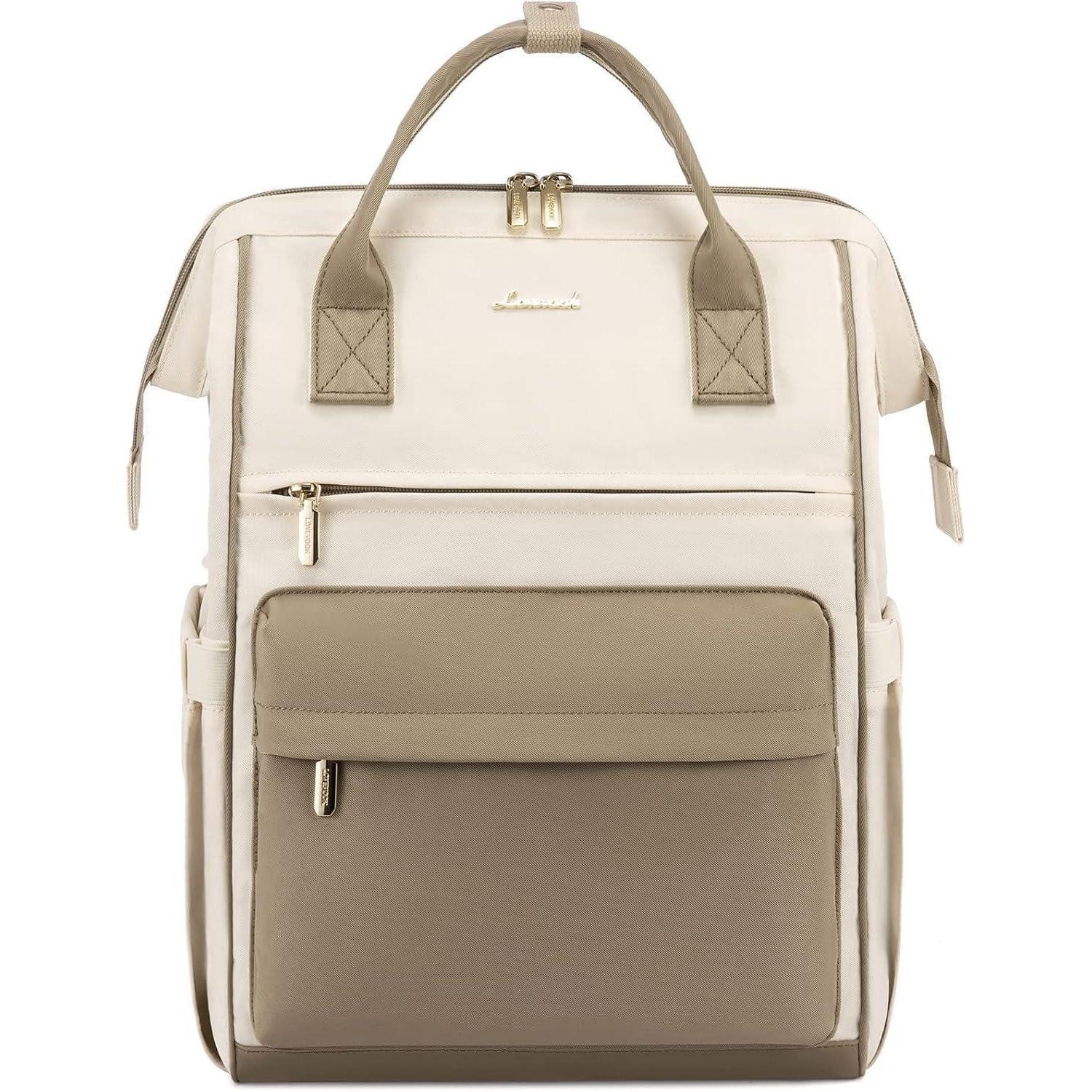 LuxusKollektion Laptoprucksack Rucksack Damen 15,6 Zoll Laptop USB Ladeanschluss Wasserdicht Beige