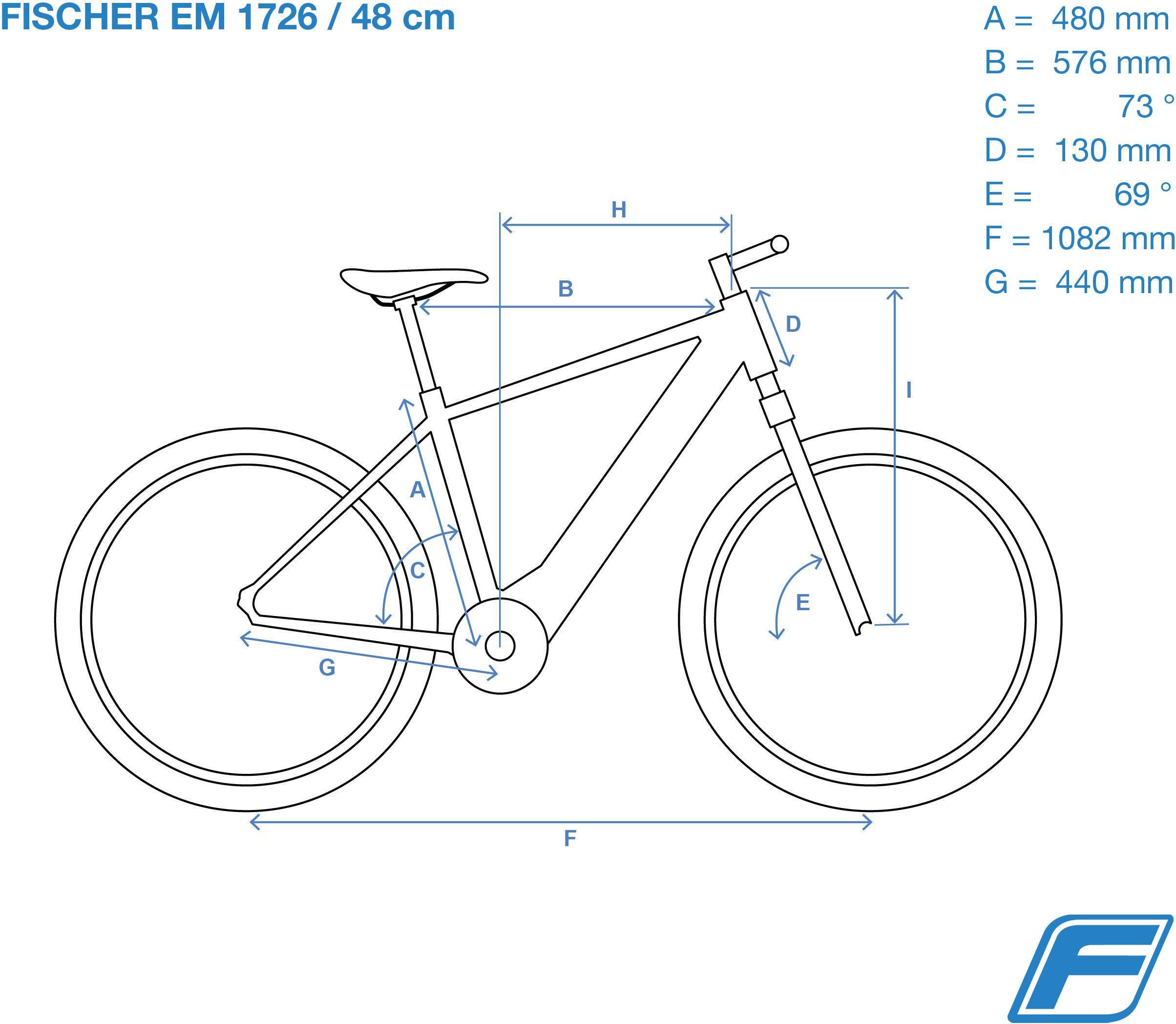 FISCHER Fahrrad E-Bike MONTIS Akku 1726 Heckmotor, 10 EM 422 Kettenschaltung, Wh Gang, 422