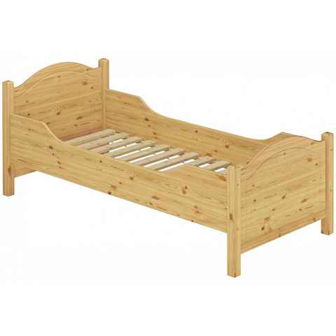 ERST-HOLZ Bett Seniorenbett Massivholzbett Kiefer mit Einlegeverstellbarkeit 90x200, Kieferfarblos lackiert