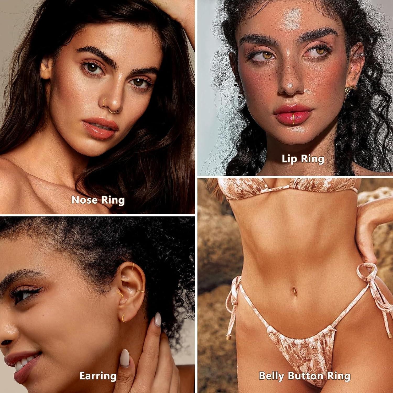 LuxusKollektion Nasenpiercing Nasenring Septum Fake Titan Set 3er Gold (18g)1.0mm----6mm 8mm 10mm