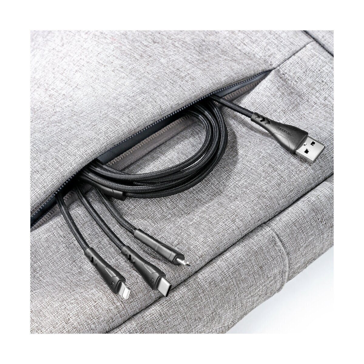 mcdodo 3in1 USB auf USB-C/Lightning/Micro USB Kabel, 1,2m (Schwarz) Smartphone-Kabel