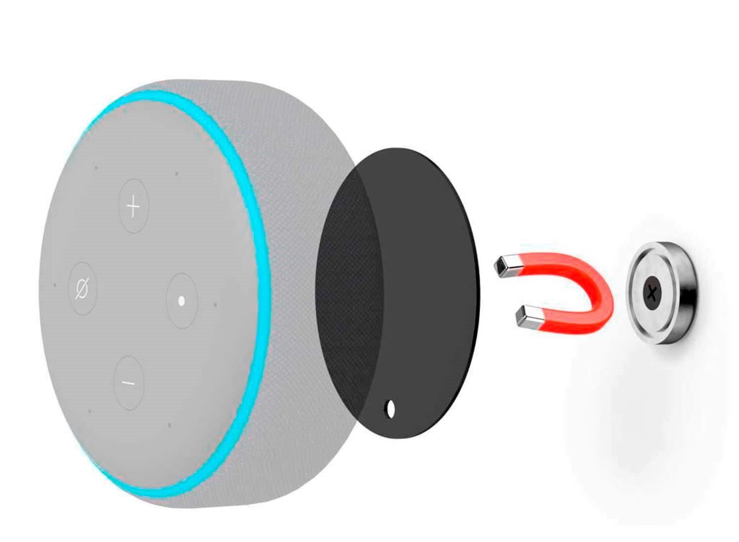 Hama TV-Wandhalterung Wand-Halterung Decken-Halter Magnetisch, (passend für Amazon Echo Dot 2. 3. Generation Echo Input)